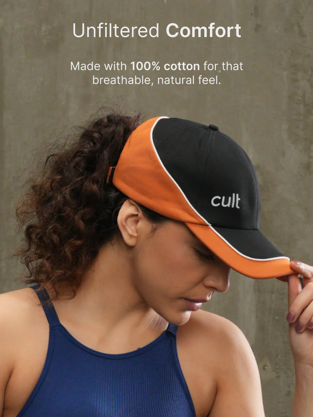 cult Colour Block Cap Black and Orange- Unisex Adjustable Cap for Men & Women - Image 4