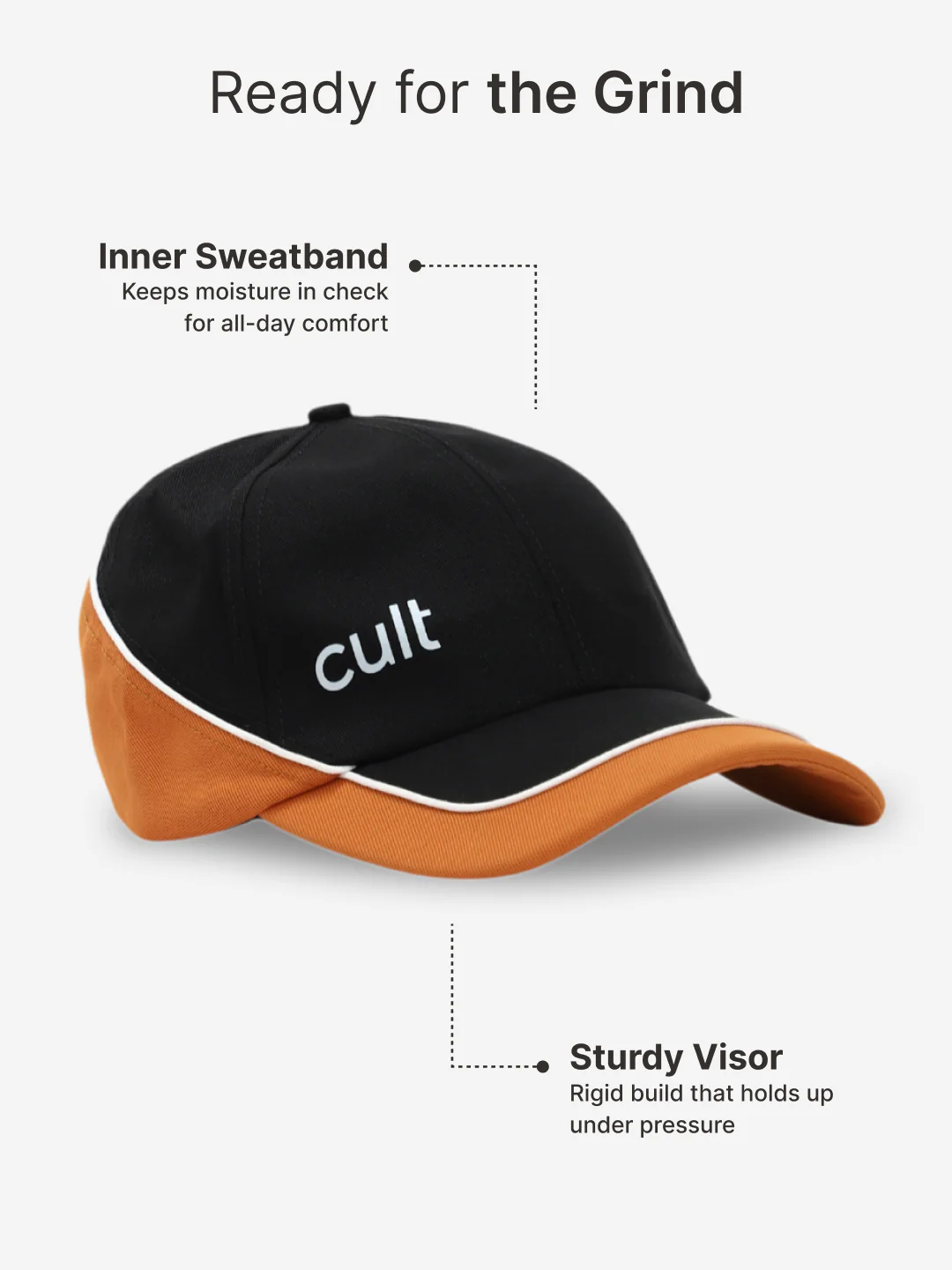 cult Colour Block Cap Black and Orange- Unisex Adjustable Cap for Men & Women - Image 5