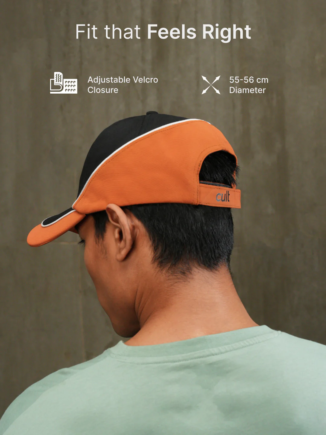 cult Colour Block Cap Black and Orange- Unisex Adjustable Cap for Men & Women - Image 6