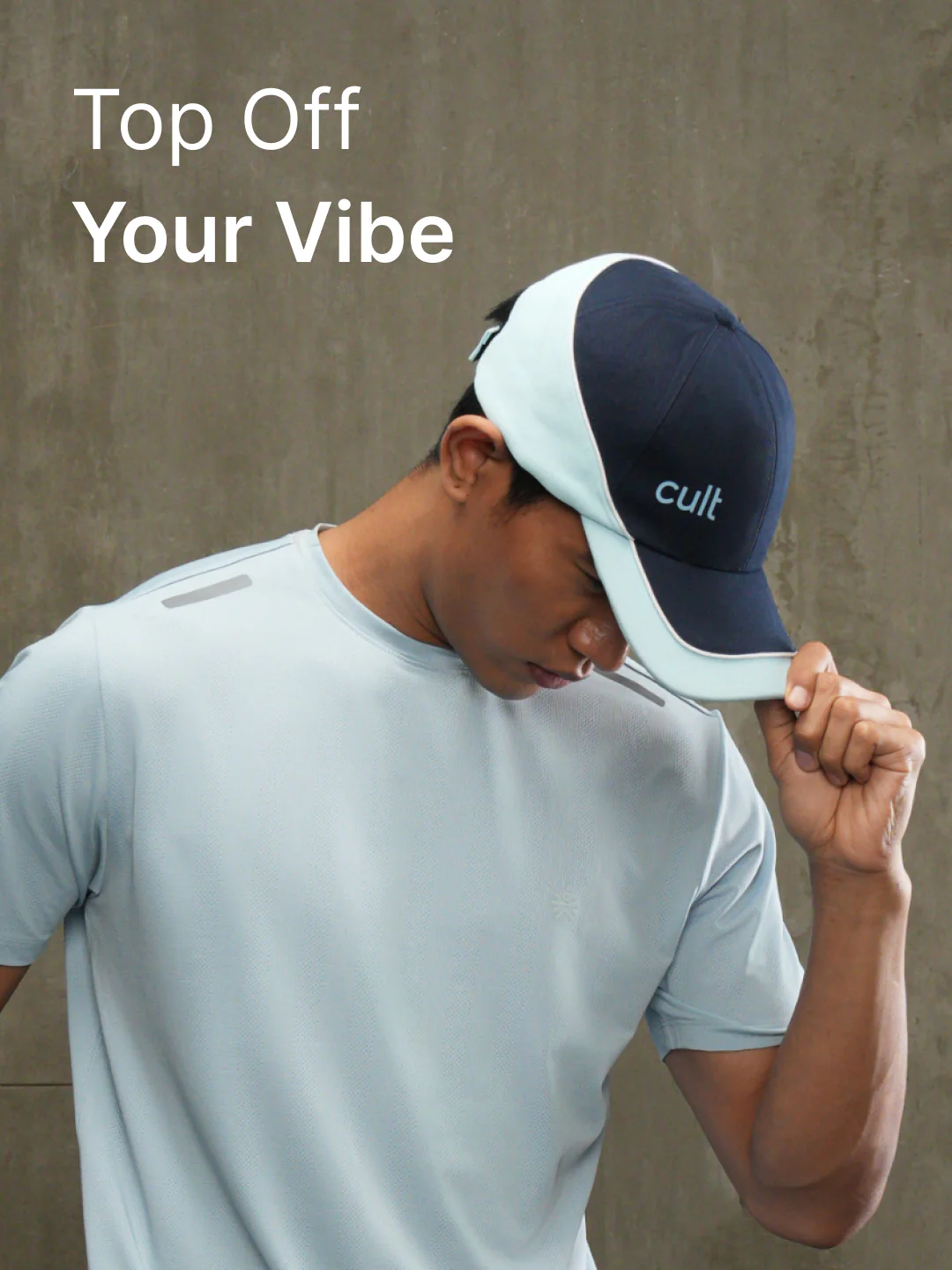 cult Colour Block Cap Navy and Sky Blue- Unisex Adjustable Cap for Men & Women - Image 2
