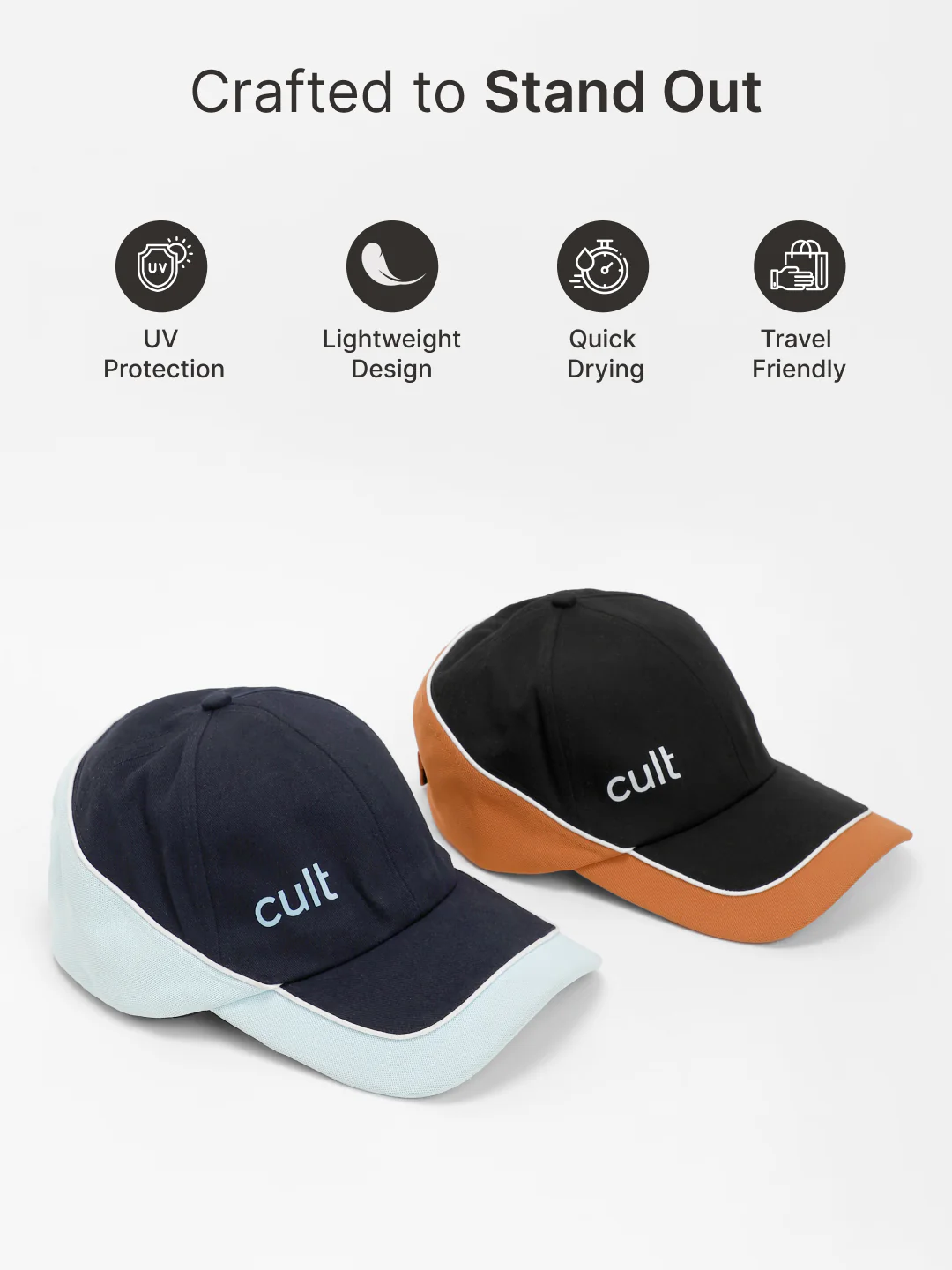 cult Colour Block Cap Navy and Sky Blue- Unisex Adjustable Cap for Men & Women - Image 3
