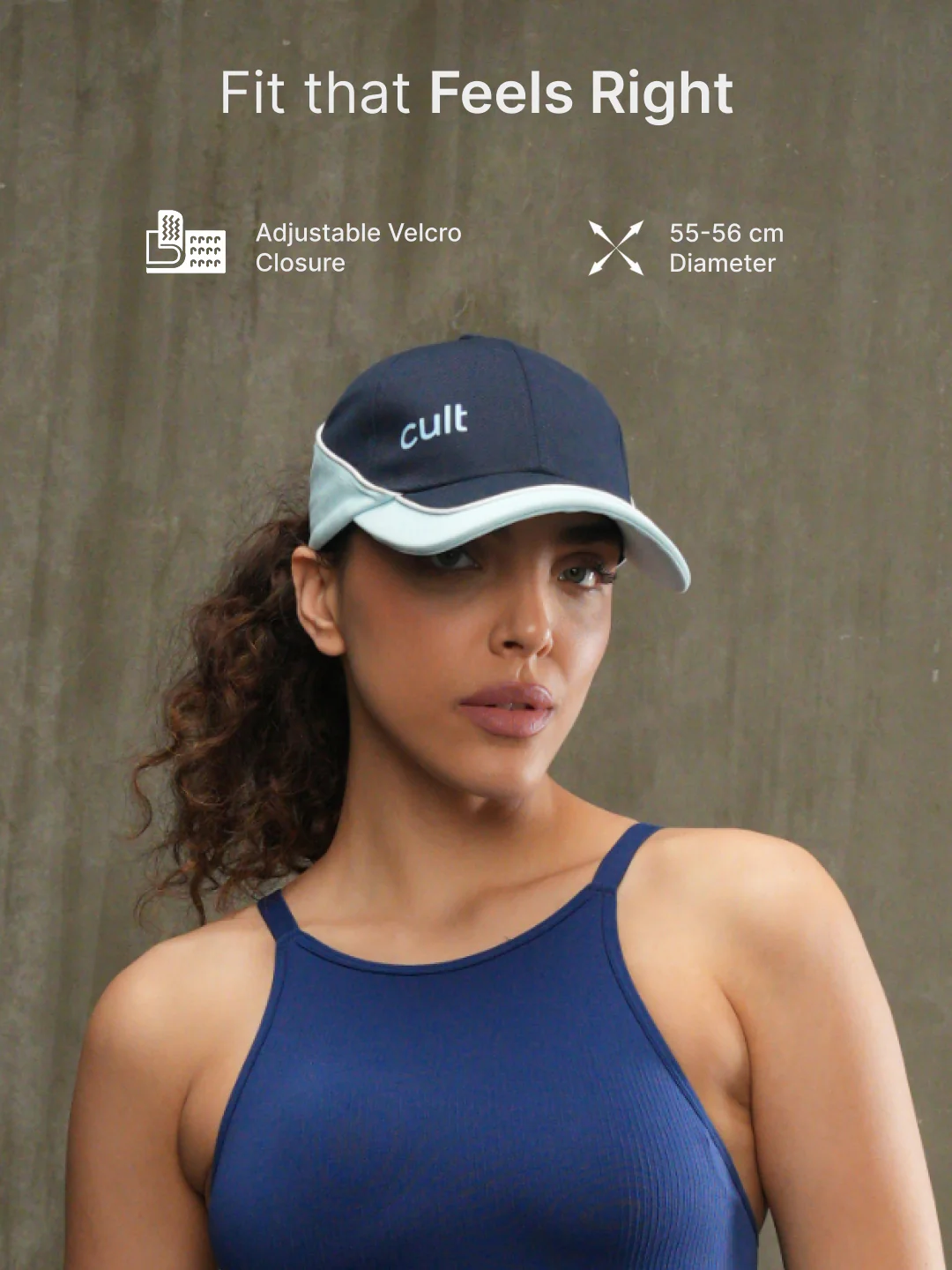 cult Colour Block Cap Navy and Sky Blue- Unisex Adjustable Cap for Men & Women - Image 6