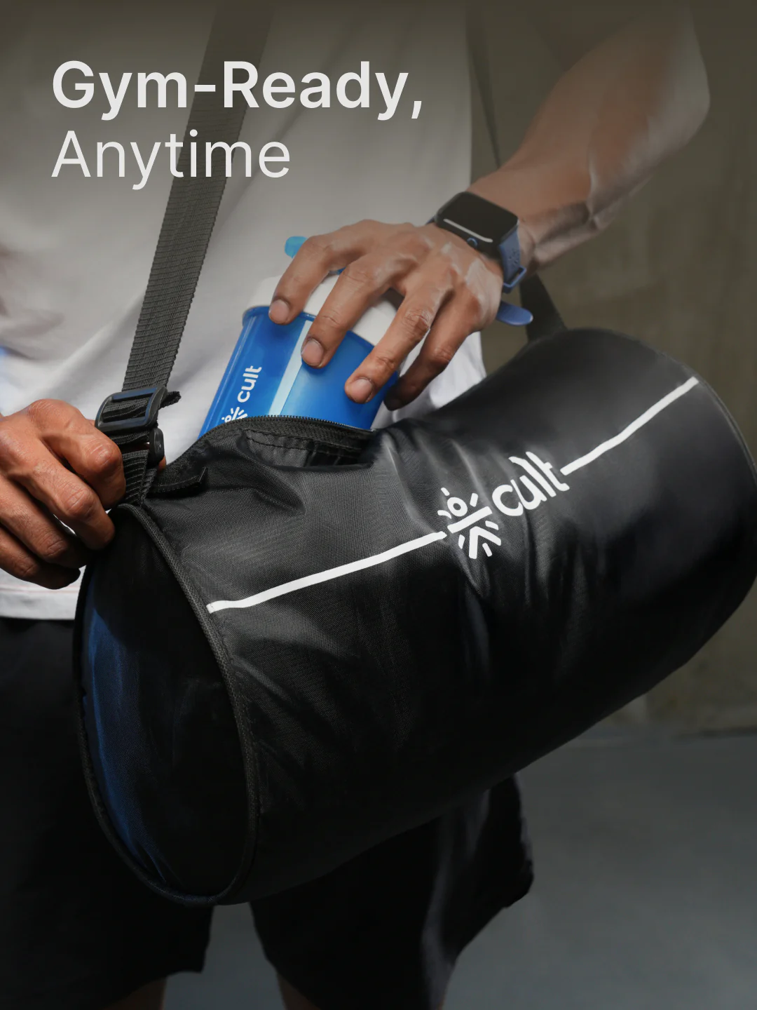 cult Combo Duffle Bag 12 L Black with Resistance band (2-7kg resistance) & Shaker Bottle 500 ml Yellow - Image 3