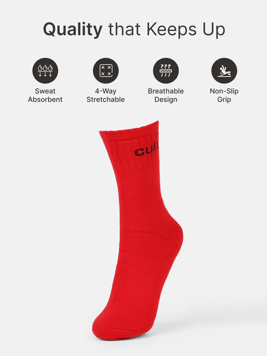 Sports Crew Length Red,Yellow & Blue Pack of 3 Men's Cotton Socks - Image 3