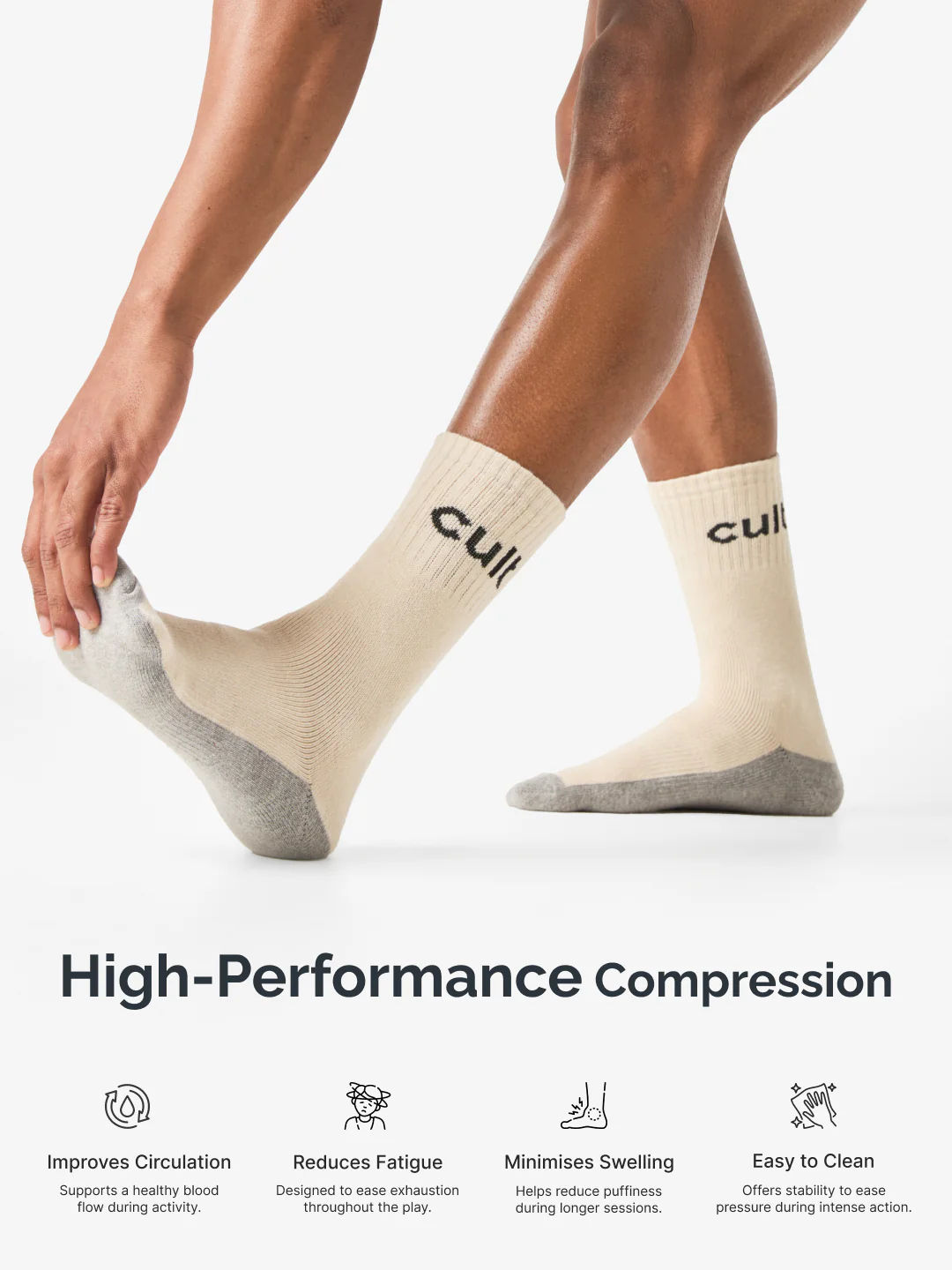 Cult Cricket Socks Unisex Cotton Calf-Length Cushioned, Moisture-Wicking & Stretchable Performance Socks Off White - Image 5