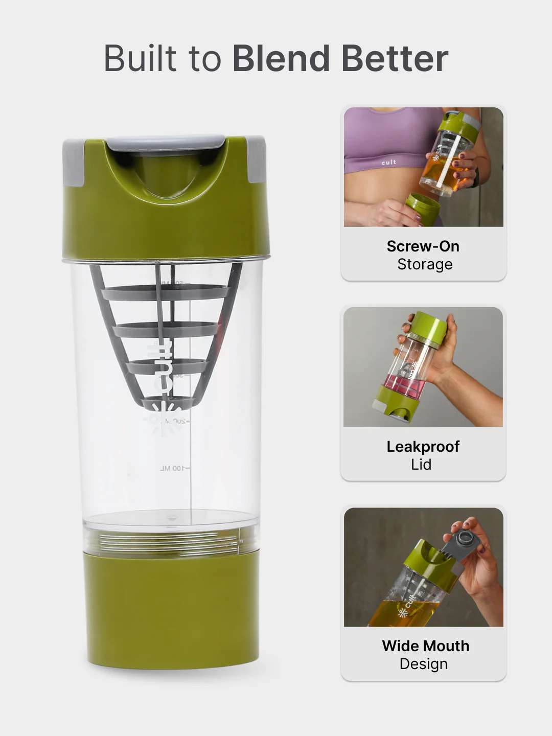 cult Cyclone Shaker 500 ML Olive Grey - Image 4