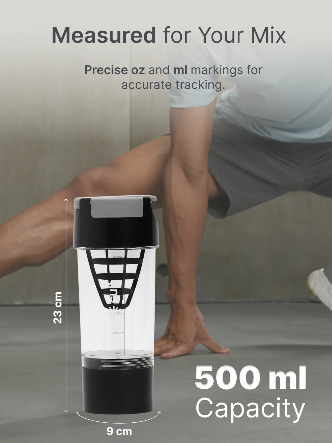 cult Cyclone Shaker 500ML Unisex Black Grey - Image 6