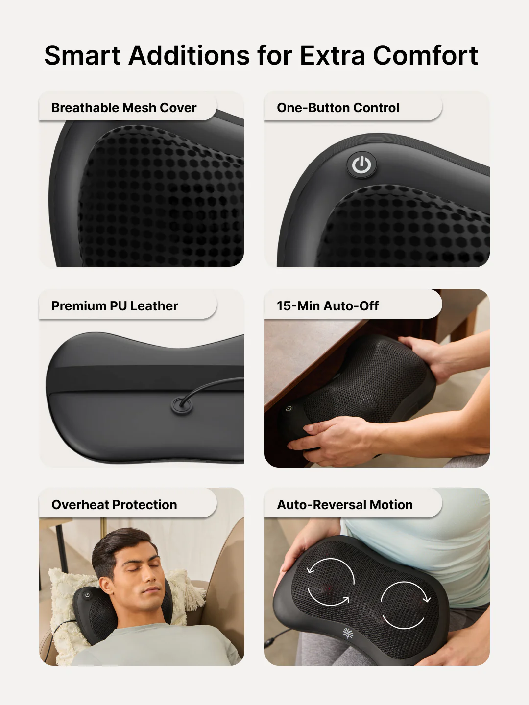 Cult Deep Cure Pillow Massager with soothing heat, Shiatsu 3D Kneading rollers for neck, back, Pain Relief, Corded Electric Massager - Image 6