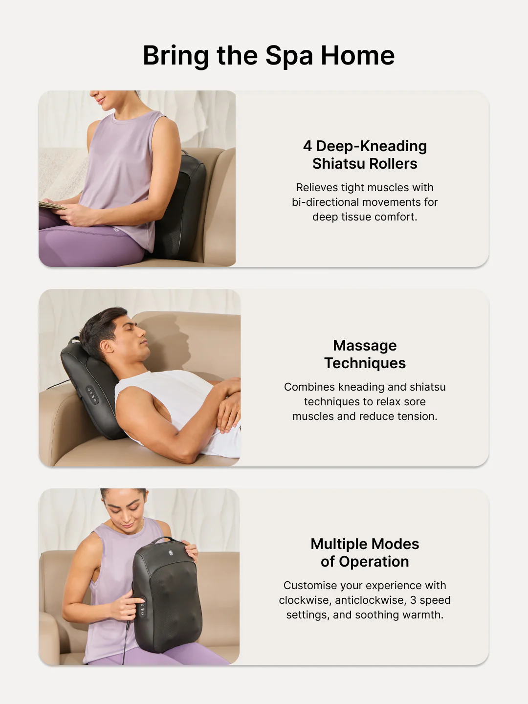 Cult Deep Cure Pro Back massager, 4 Deep Kneading Shiatsu rollers for back and waist Pain Relief,Multiple modes, Corded Electric Massager. - Image 3
