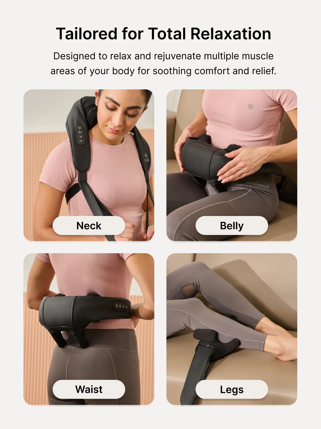 Cult Deep Relax Shoulder massager, 3 speed levels, Deep tissue Kneading Shiatsu rollers for Pain Relief, Cordless Massager - Image 2