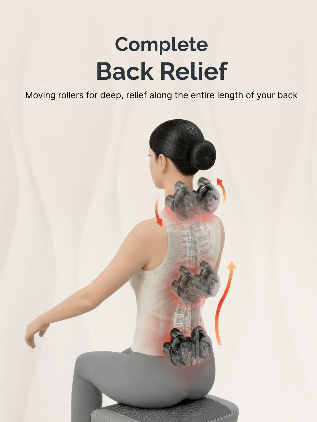 Cult Deep Relief Full Back Massager with Moving Rollers, 3-Intensity Heat & 4 Modes | Shiatsu Deep Tissue Relief for Neck & Lumbar | Home & Car Adapters (Black) - Image 4