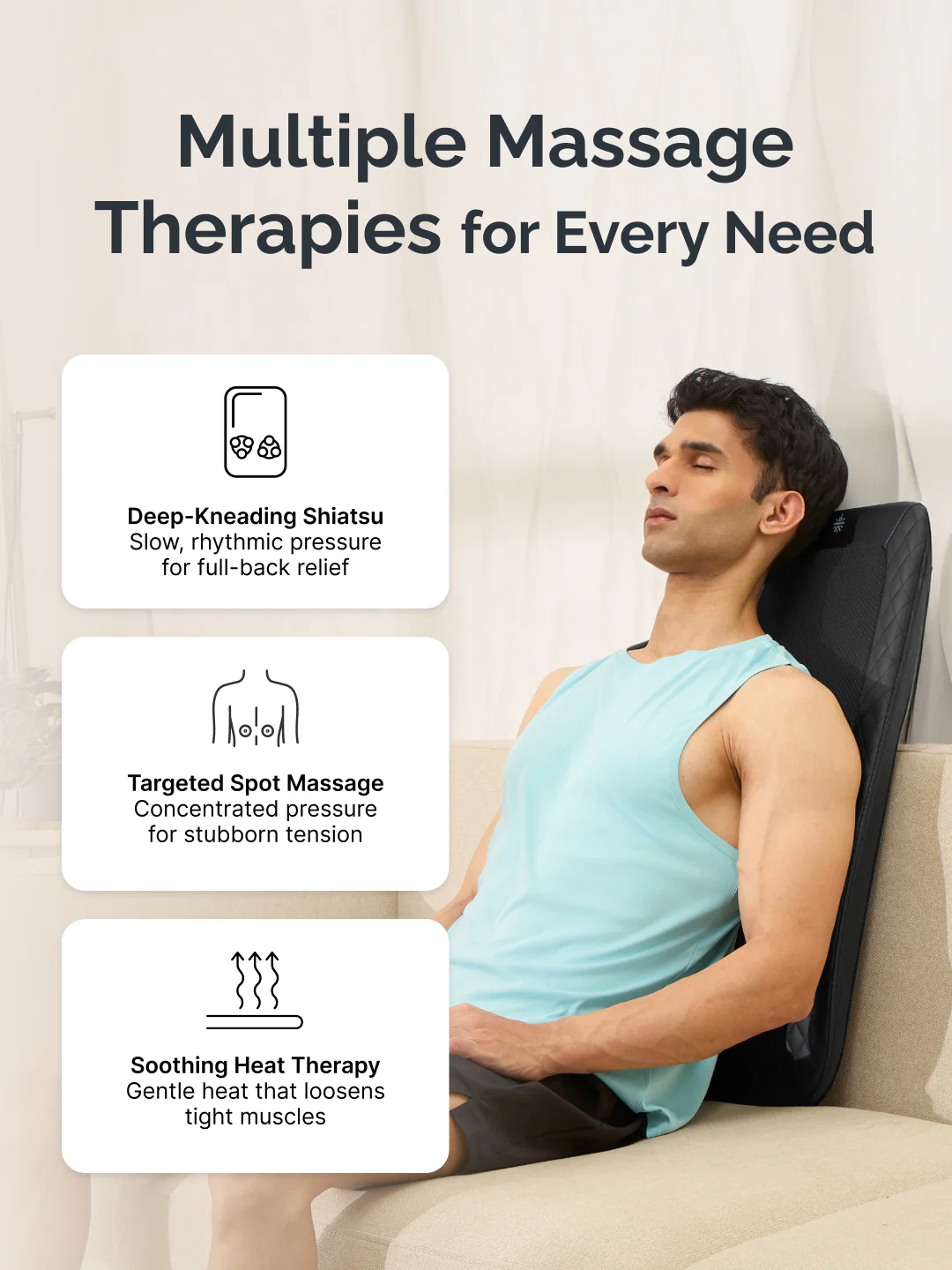 Cult Deep Relief Full Back Massager with Moving Rollers, 3-Intensity Heat & 4 Modes | Shiatsu Deep Tissue Relief for Neck & Lumbar | Home & Car Adapters (Black) - Image 5