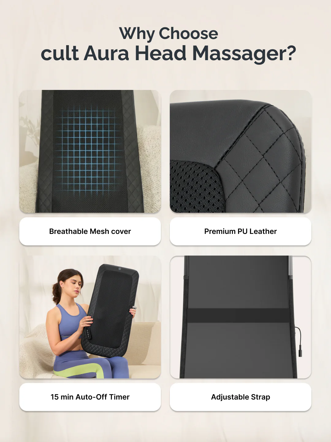Cult Deep Relief Full Back Massager with Moving Rollers, 3-Intensity Heat & 4 Modes | Shiatsu Deep Tissue Relief for Neck & Lumbar | Home & Car Adapters (Black) - Image 8