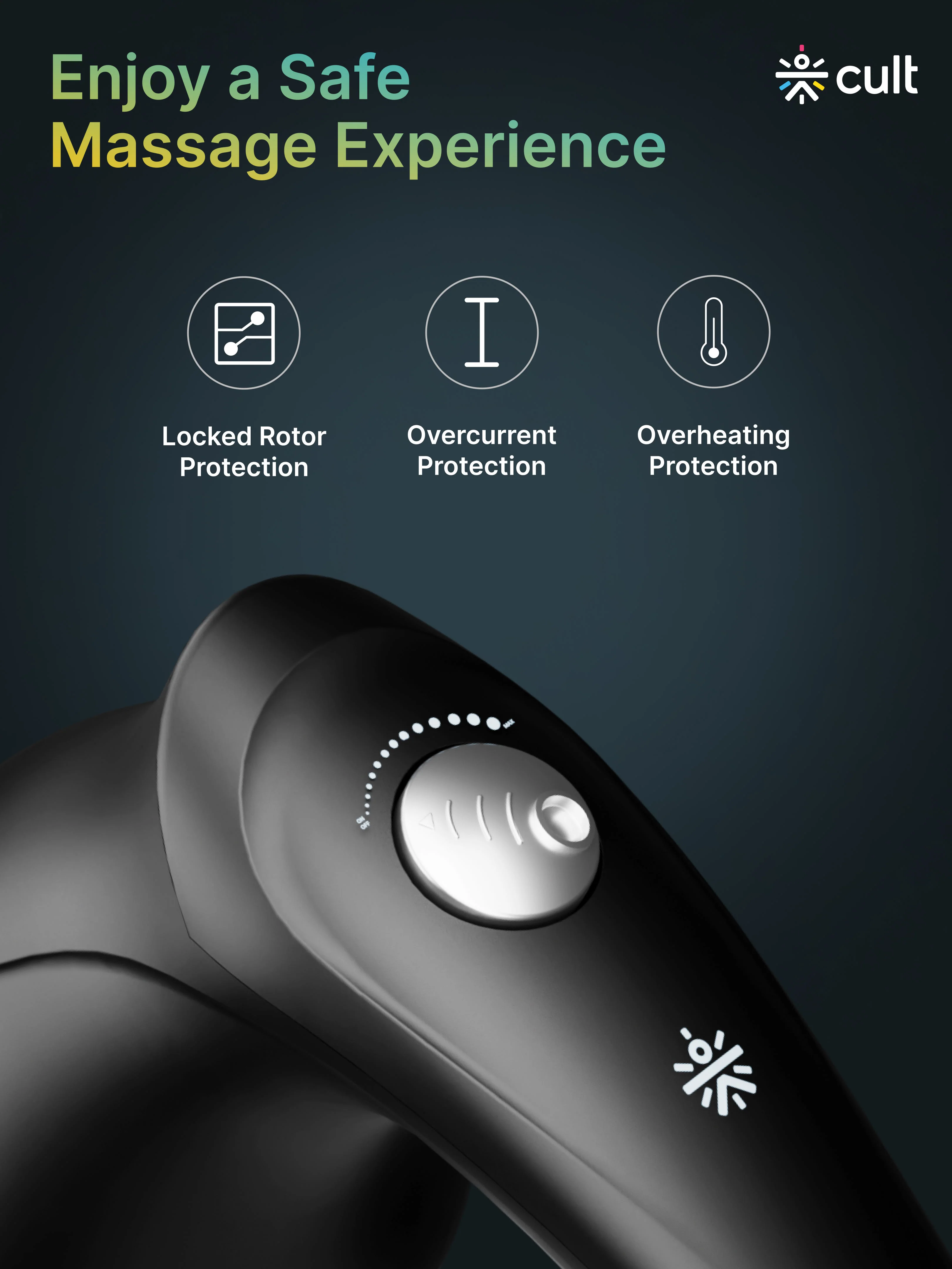 Cult Deep Sense Plus Cordless Electric Hammer Full Body Massager with 4 Interchangeable Heads +1 Protective Mesh Cover and Adjustable Speed Settings for Pain Relief and Relaxation. - Image 7