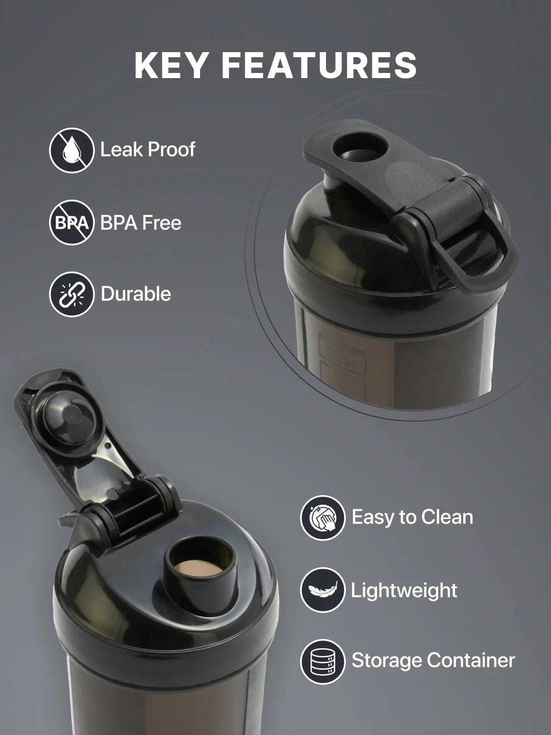 Cult Duffle Bag Black With Shaker Bottle Black 700Ml - Combo - Image 5