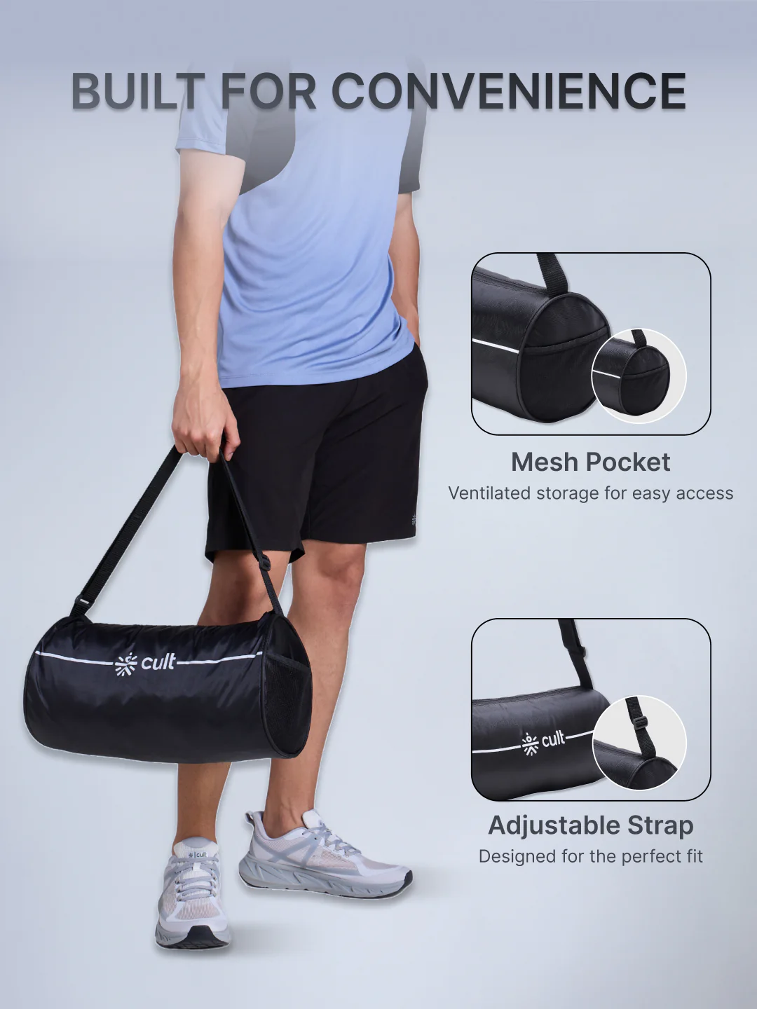 Cult Duffle Bag Black With Shaker Bottle Black 700Ml - Combo - Image 6