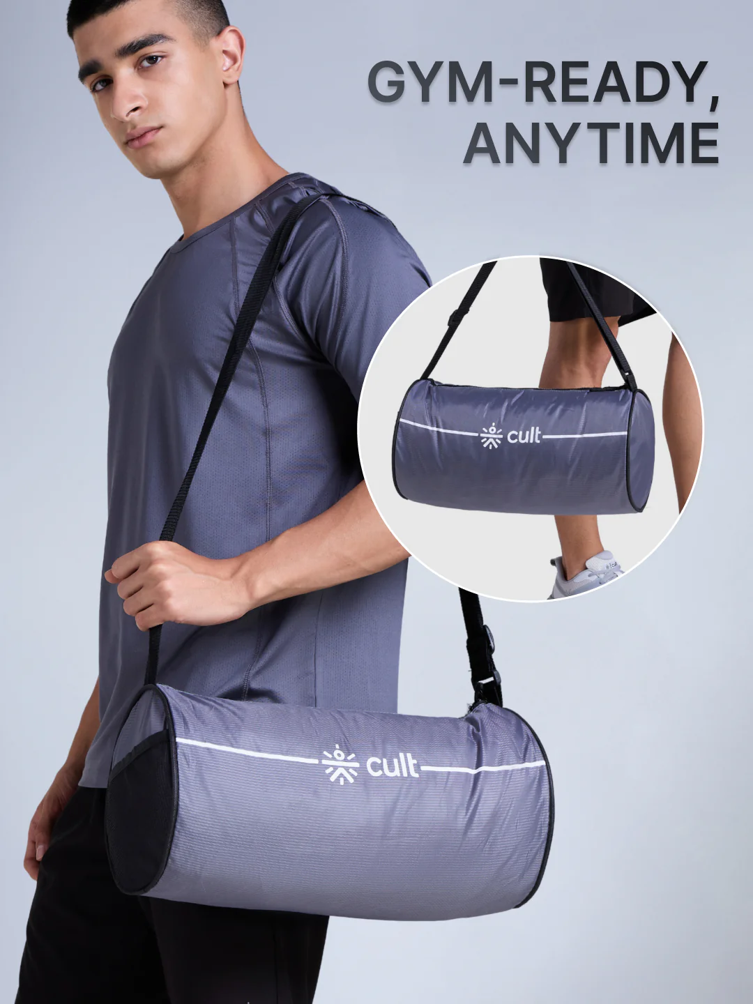 Cult Duffle Bag Grey With Shaker Bottle Yellow 700Ml - Combo - Image 6