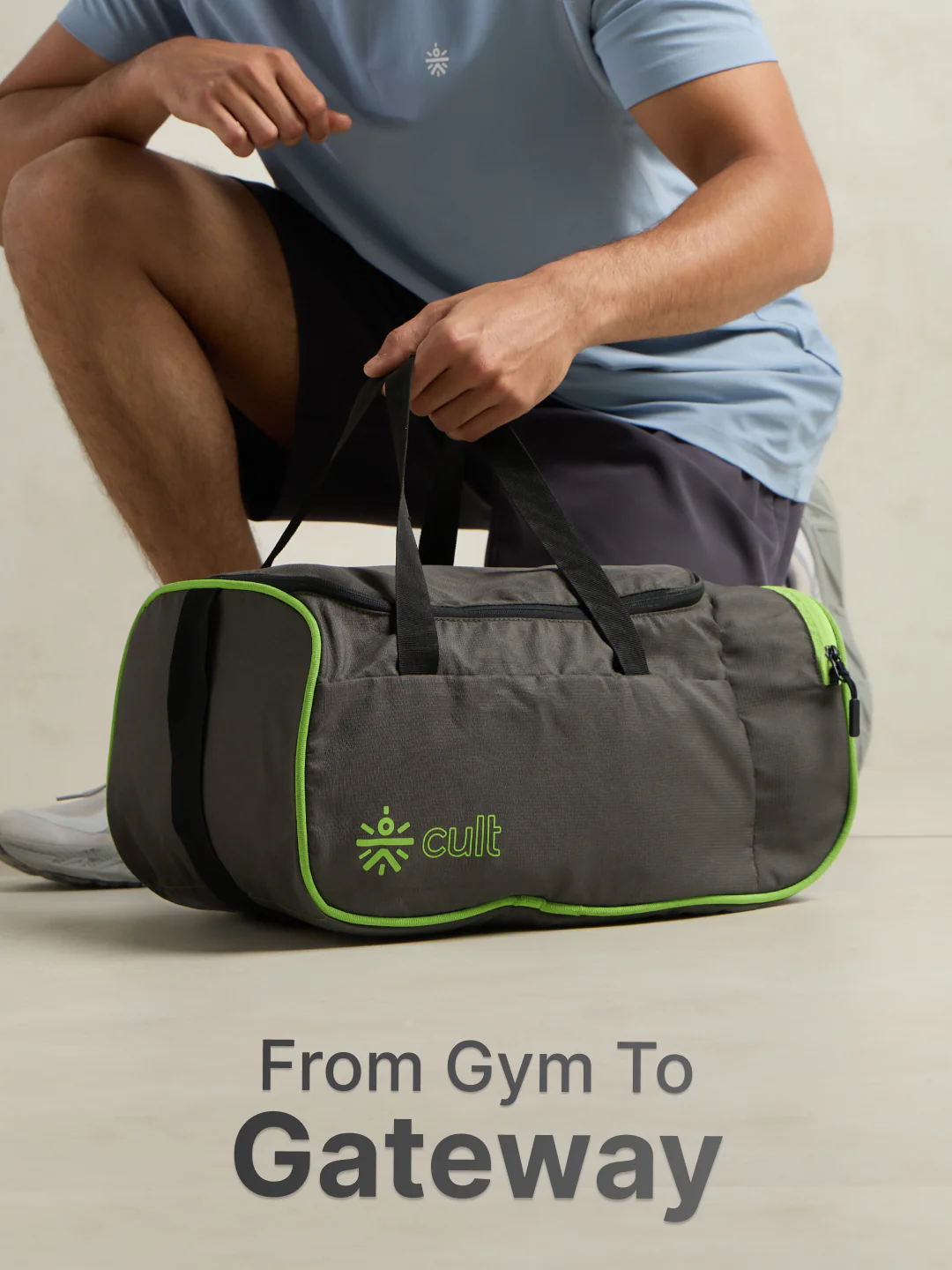 Foldable Duffle Bag 25L with Adjustable Strap Olive - Image 2