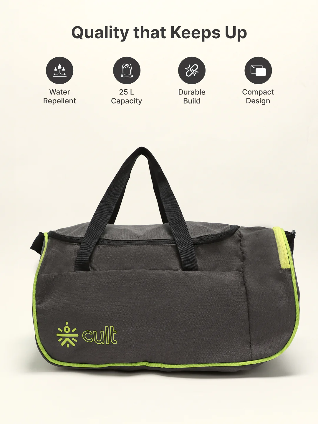 Foldable Duffle Bag 25L with Adjustable Strap Olive - Image 3