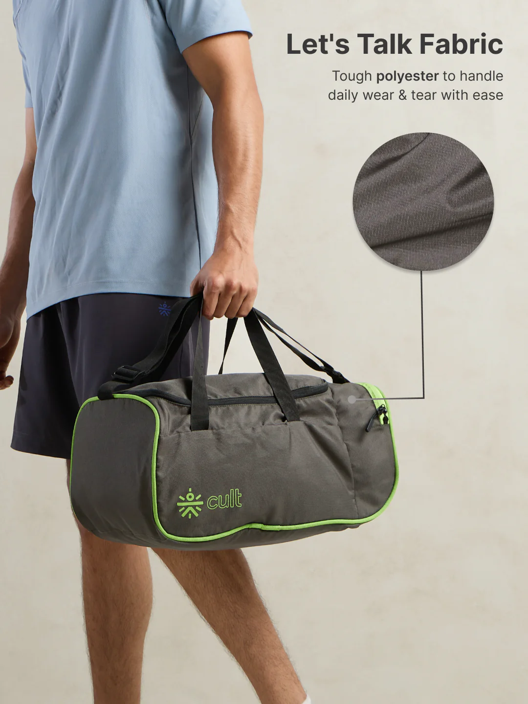 Foldable Duffle Bag 25L with Adjustable Strap Olive - Image 5