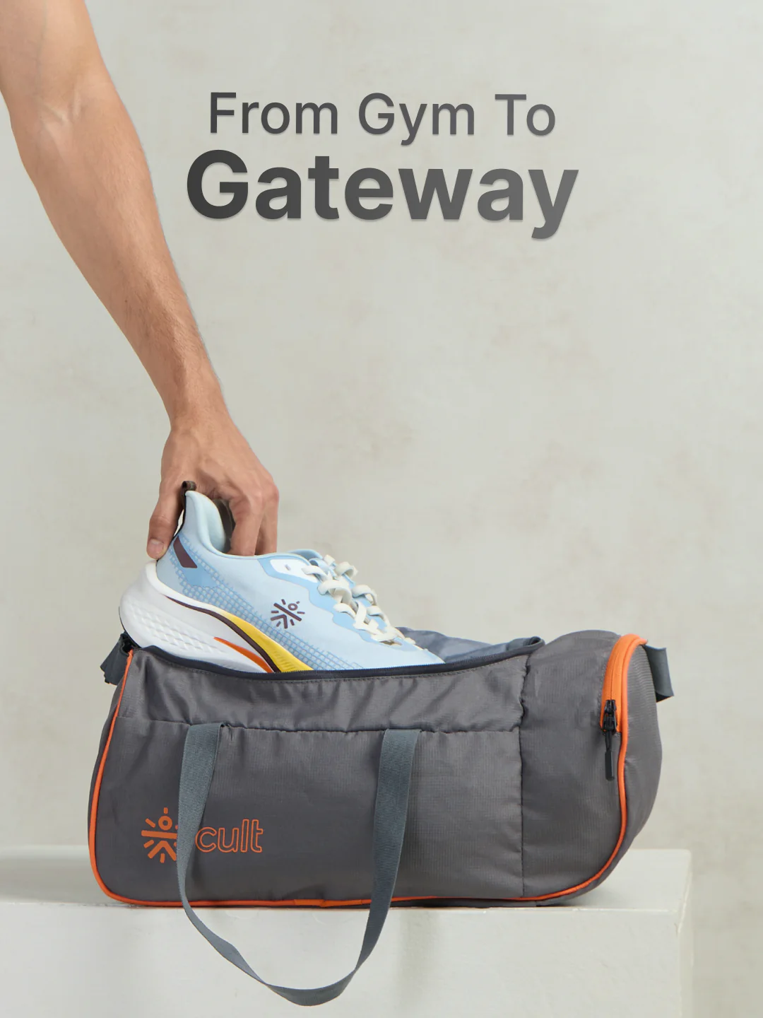 Foldable Duffle Bag 25L with Adjustable Strap Grey - Image 2