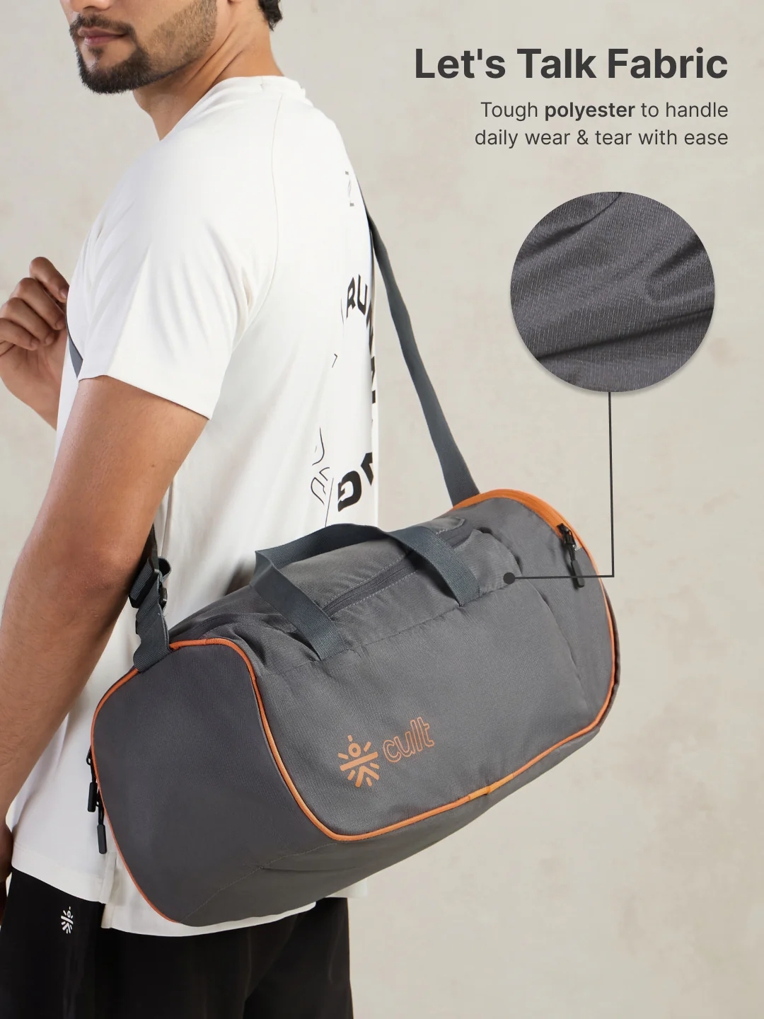 Foldable Duffle Bag 25L with Adjustable Strap Grey - Image 5