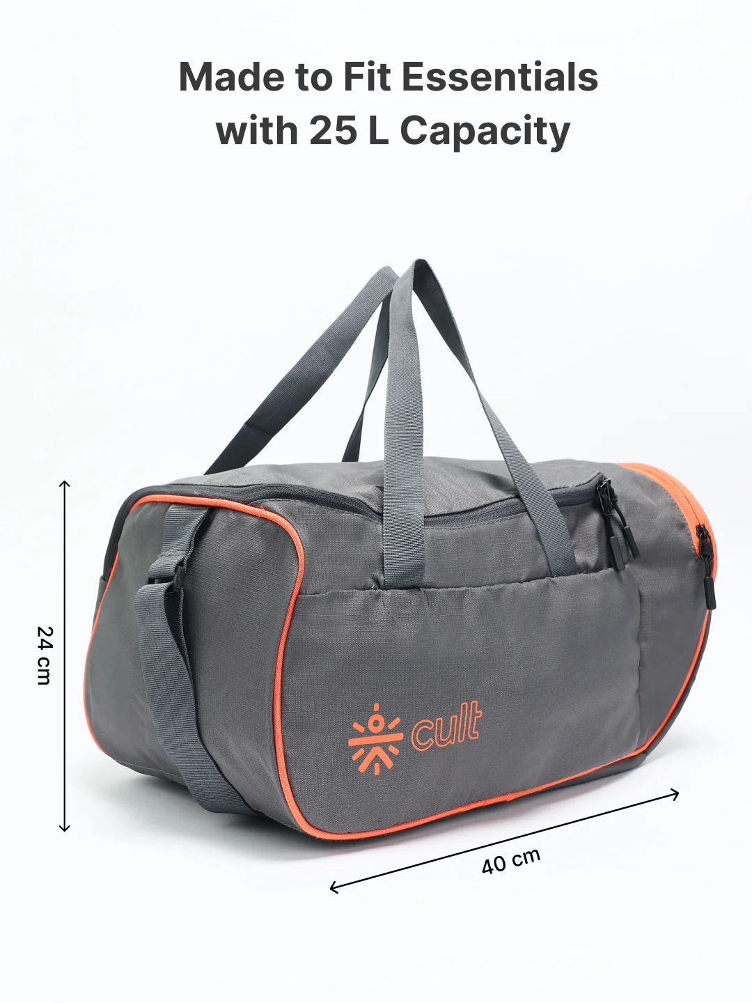 Foldable Duffle Bag 25L with Adjustable Strap Grey - Image 7
