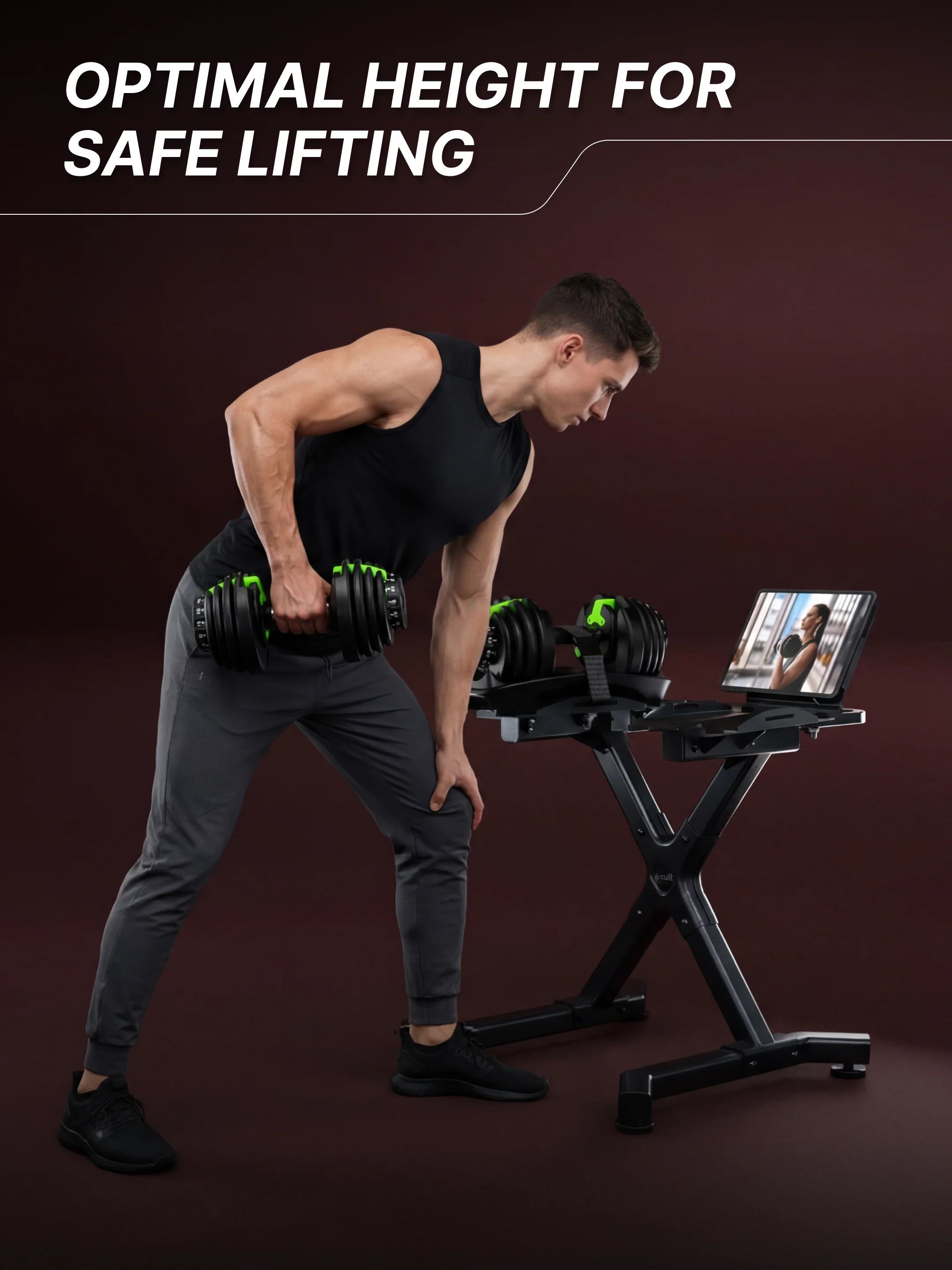 Cult Dumbbell Stand | 100 KG Weight Capacity with Wheels & Tablet Holder | Protected Edges | Compact Home Gym Storage (6 Months extended Warranty only on Cultstore.com) - Image 8