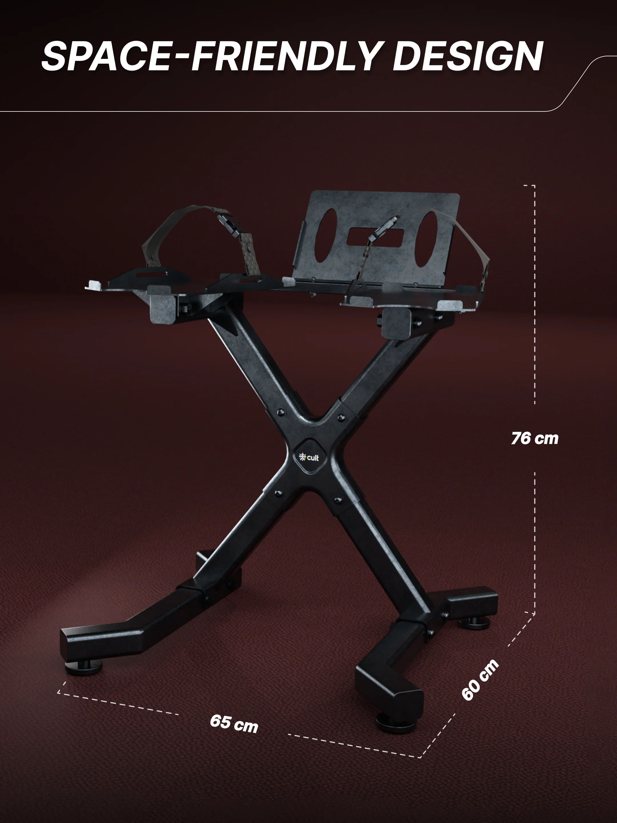 Cult Dumbbell Stand | 100 KG Weight Capacity with Wheels & Tablet Holder | Protected Edges | Compact Home Gym Storage (6 Months extended Warranty only on Cultstore.com) - Image 9