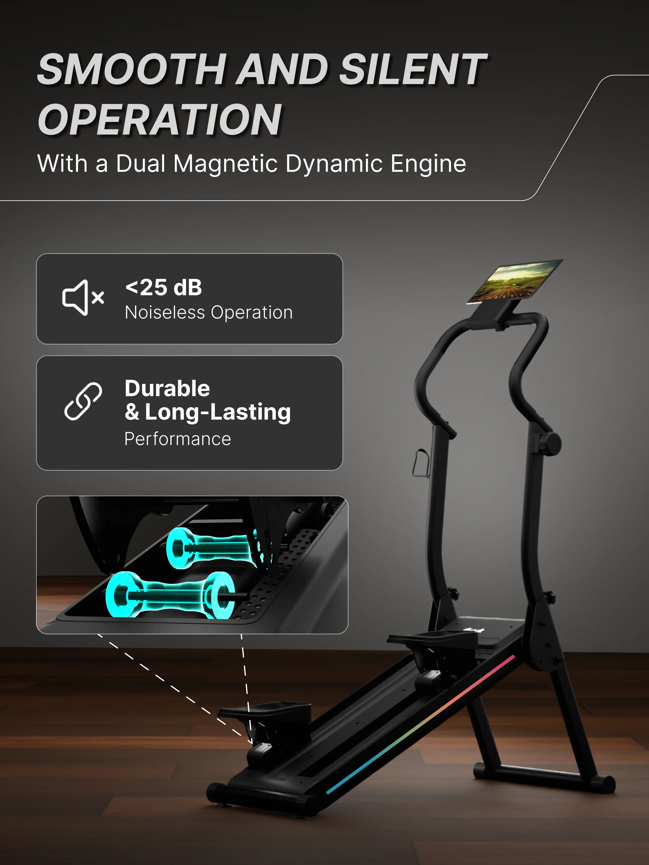 Cult Ever Climb Climber Machine | 150 kg Max Weight | 8-Level Magnetic Resistance | 3-Level Incline & Pedal Inclination | Foldable with Wheels | LED Display & Tablet Holder | Ideal for Home use (with 6 months extended warranty) - Image 5