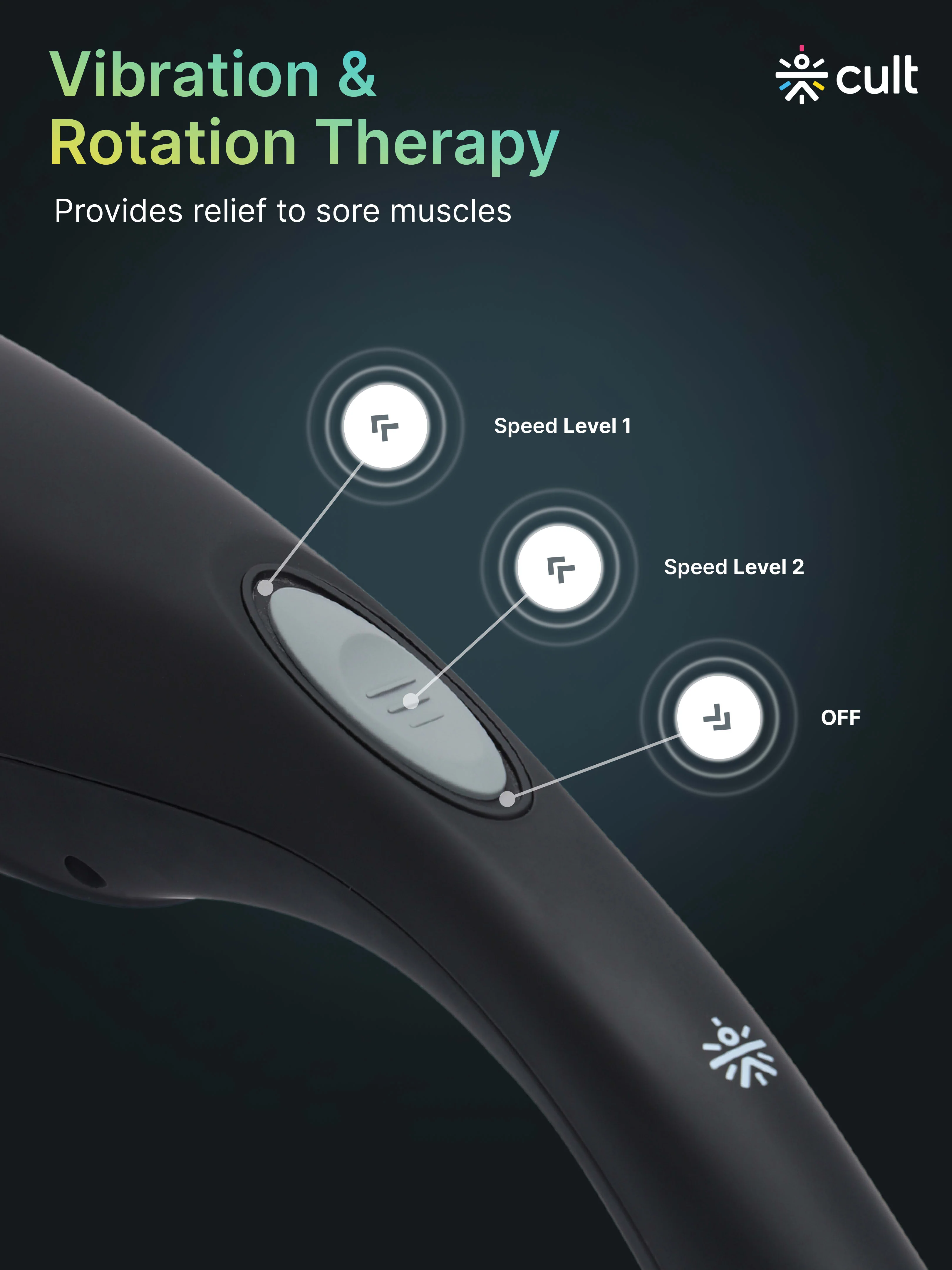 Cult Flex Corded Electric Handheld Full Body Massager with 4 Interchangeable Heads and Adjustable Speed Settings for Pain Relief and Relaxation - Image 6