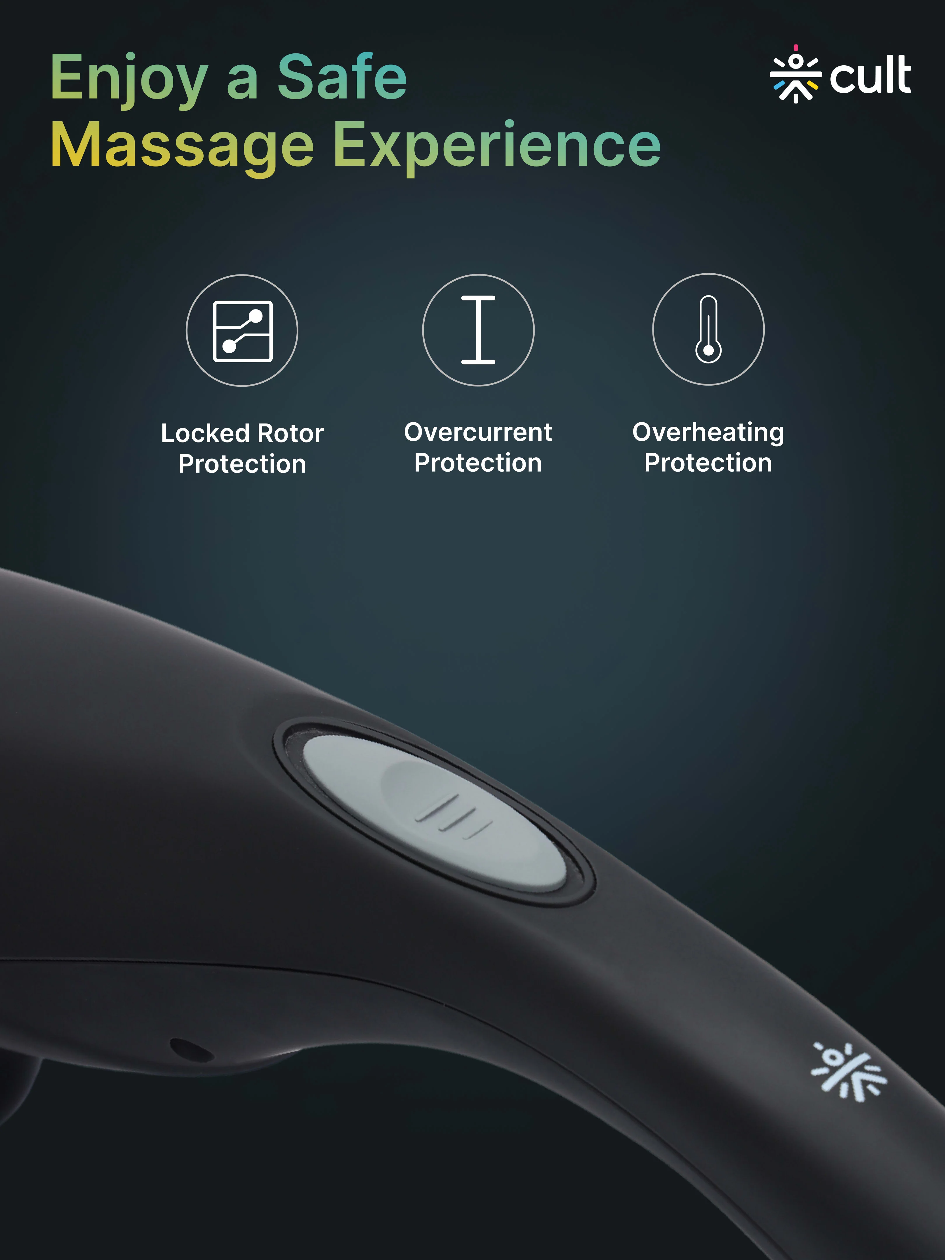 Cult Flex Corded Electric Handheld Full Body Massager with 4 Interchangeable Heads and Adjustable Speed Settings for Pain Relief and Relaxation - Image 7