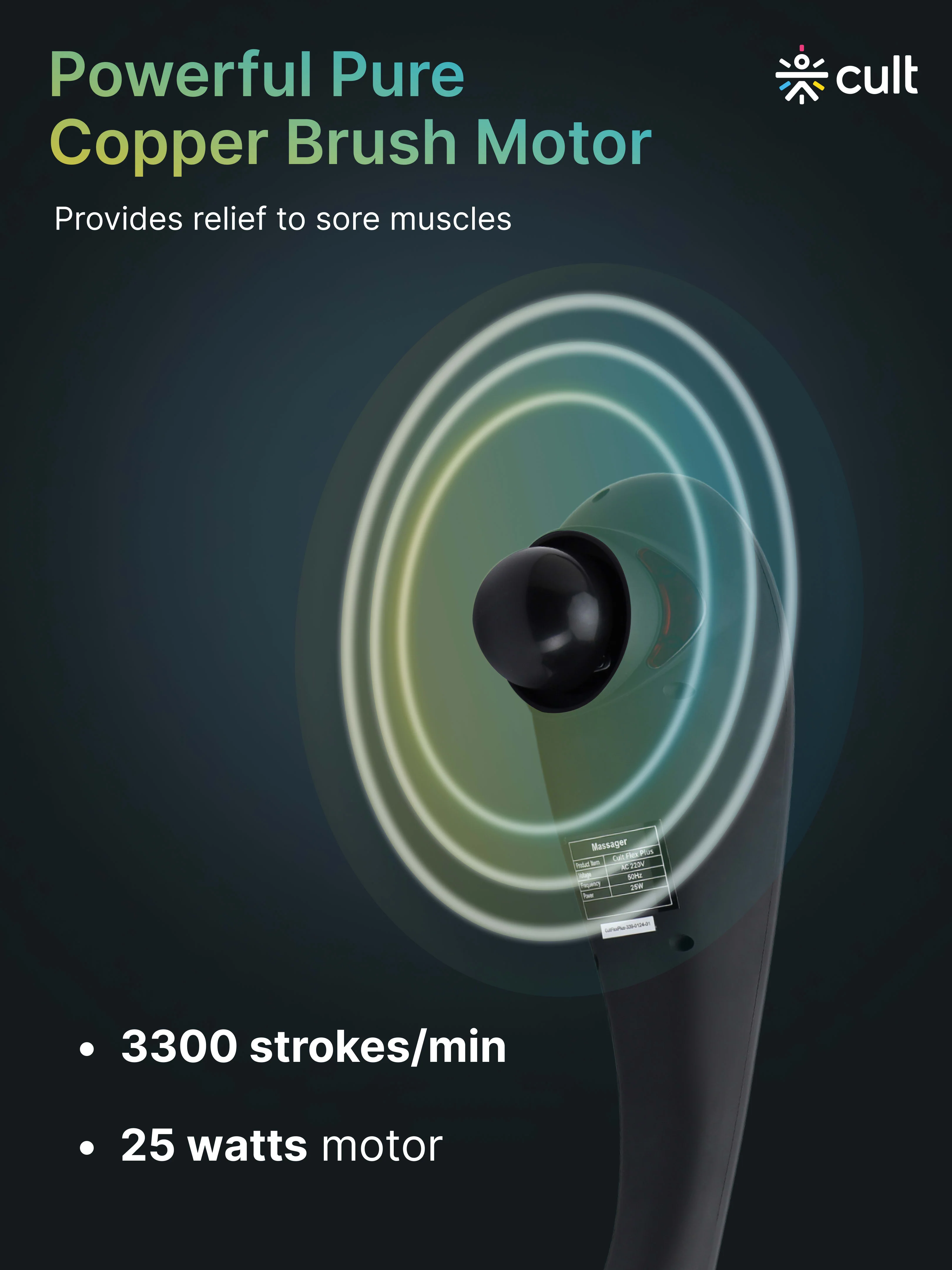 Cult Flex Plus Corded Electric Handheld Full Body Massager with 4 Interchangeable Heads, 6 modes, and 6 Adjustable Speed Settings for Pain Relief and Relaxation - Image 5
