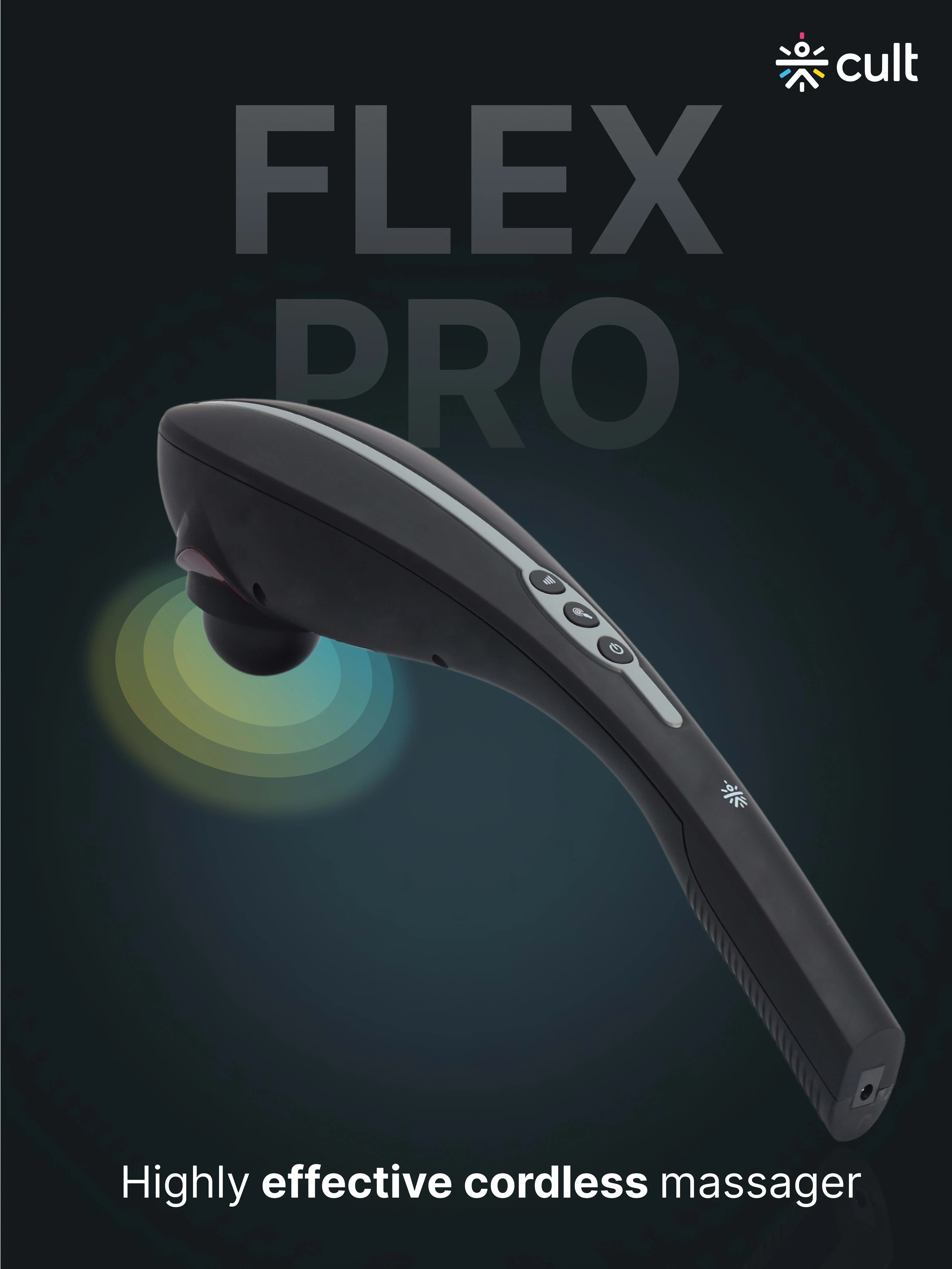 Cult Flex Pro Cordless Electric Handheld Full Body Massager with 4 Interchangeable Heads, 6 modes, and 6 Adjustable Speed Settings for Pain Relief and Relaxation - Image 2