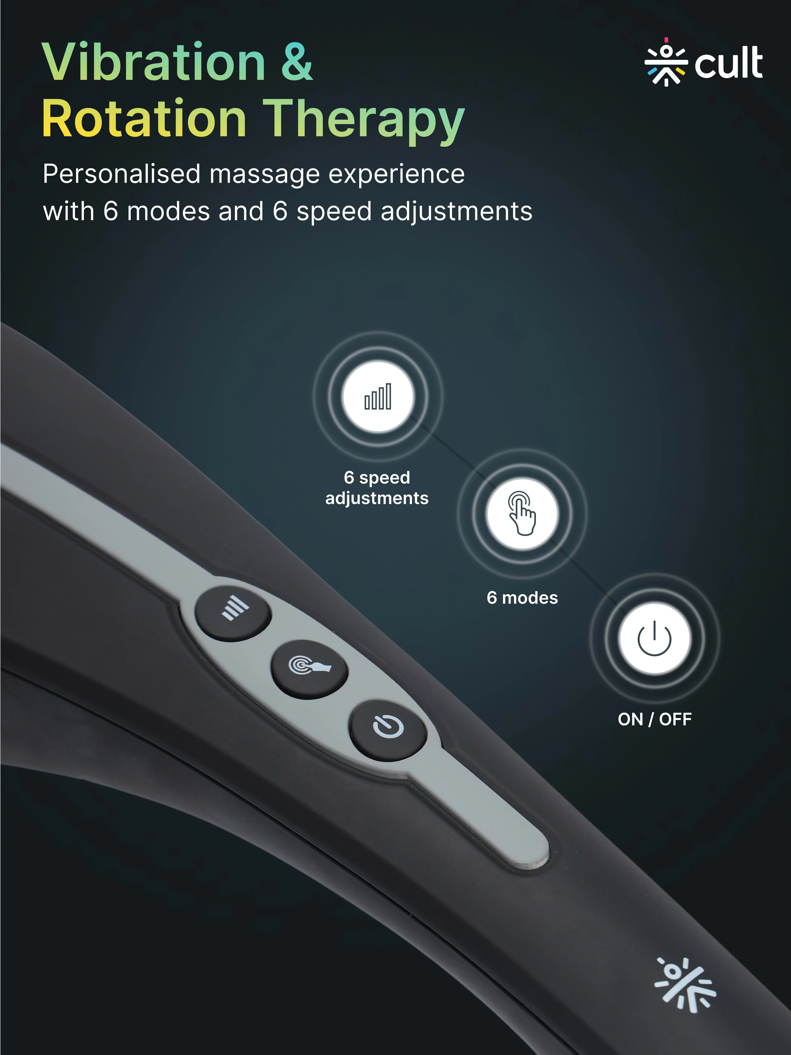 Cult Flex Pro Cordless Electric Handheld Full Body Massager with 4 Interchangeable Heads, 6 modes, and 6 Adjustable Speed Settings for Pain Relief and Relaxation - Image 7