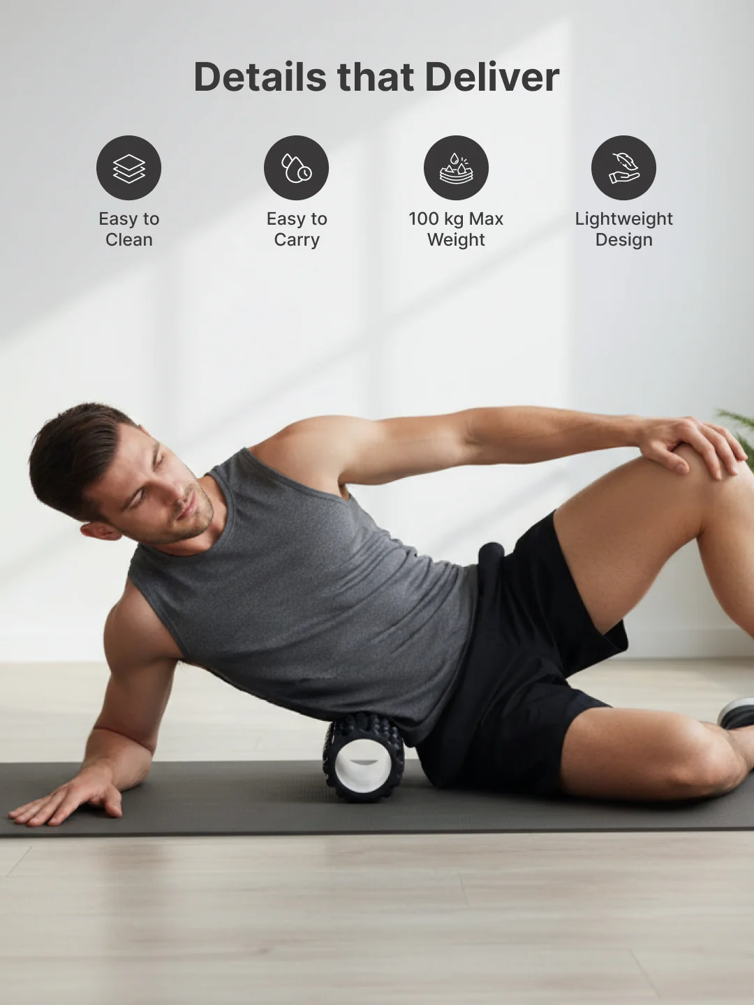 cult Foam Roller Black - Muscle Recovery & Deep Tissue Massage - Image 3