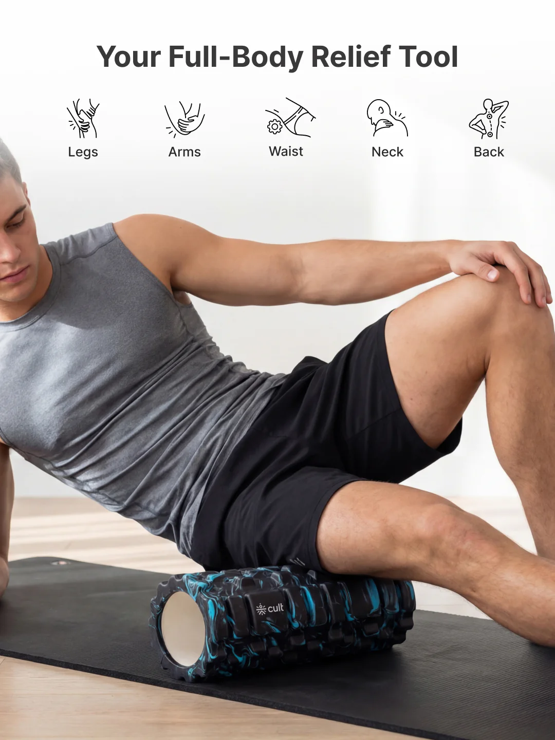 cult Foam Roller Marble Blue  - Muscle Recovery & Deep Tissue Massage - Image 6