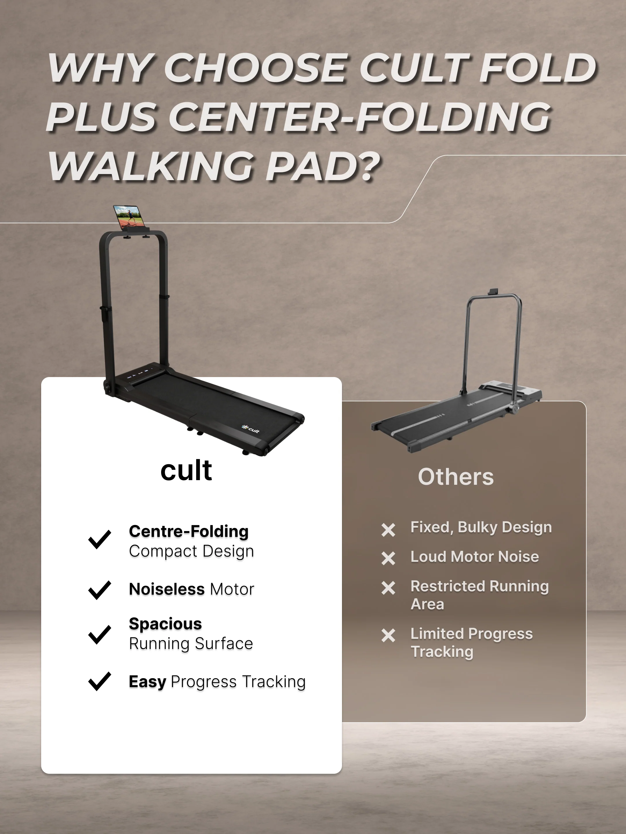 Cult Fold Plus Center-Folding Walking Pad with 5HP Motor with Easy Remote Control | Max User 130kg | Top Speed 6kmph | Running Deck 39.3 x 15.7 inches | Space Saving & Perfect for Home use Treadmill (with 6 Months Extended Warranty) - Image 10