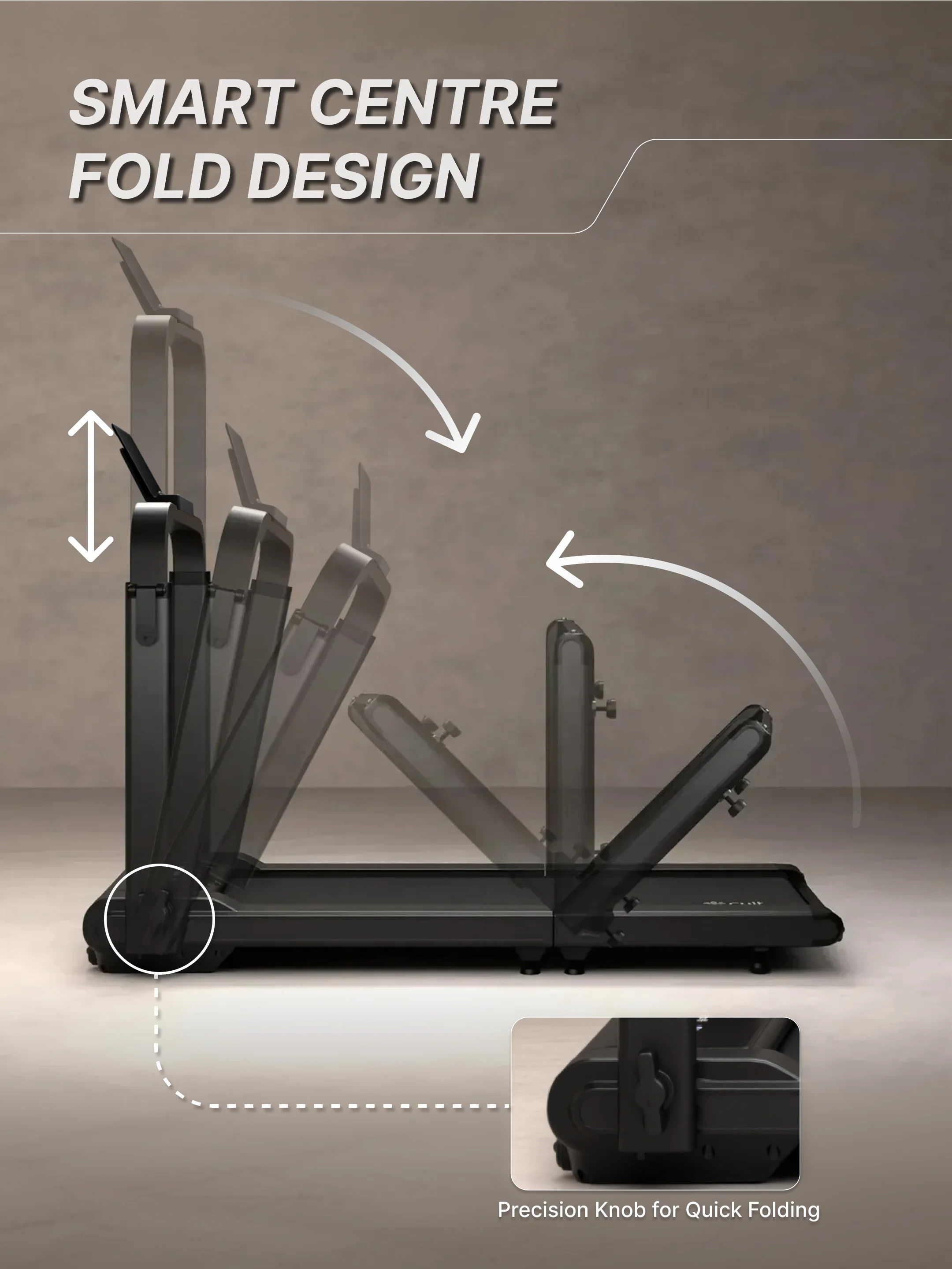 Cult Fold Plus Center-Folding Walking Pad with 5HP Motor with Easy Remote Control | Max User 130kg | Top Speed 6kmph | Running Deck 39.3 x 15.7 inches | Space Saving & Perfect for Home use Treadmill (with 6 Months Extended Warranty) - Image 5