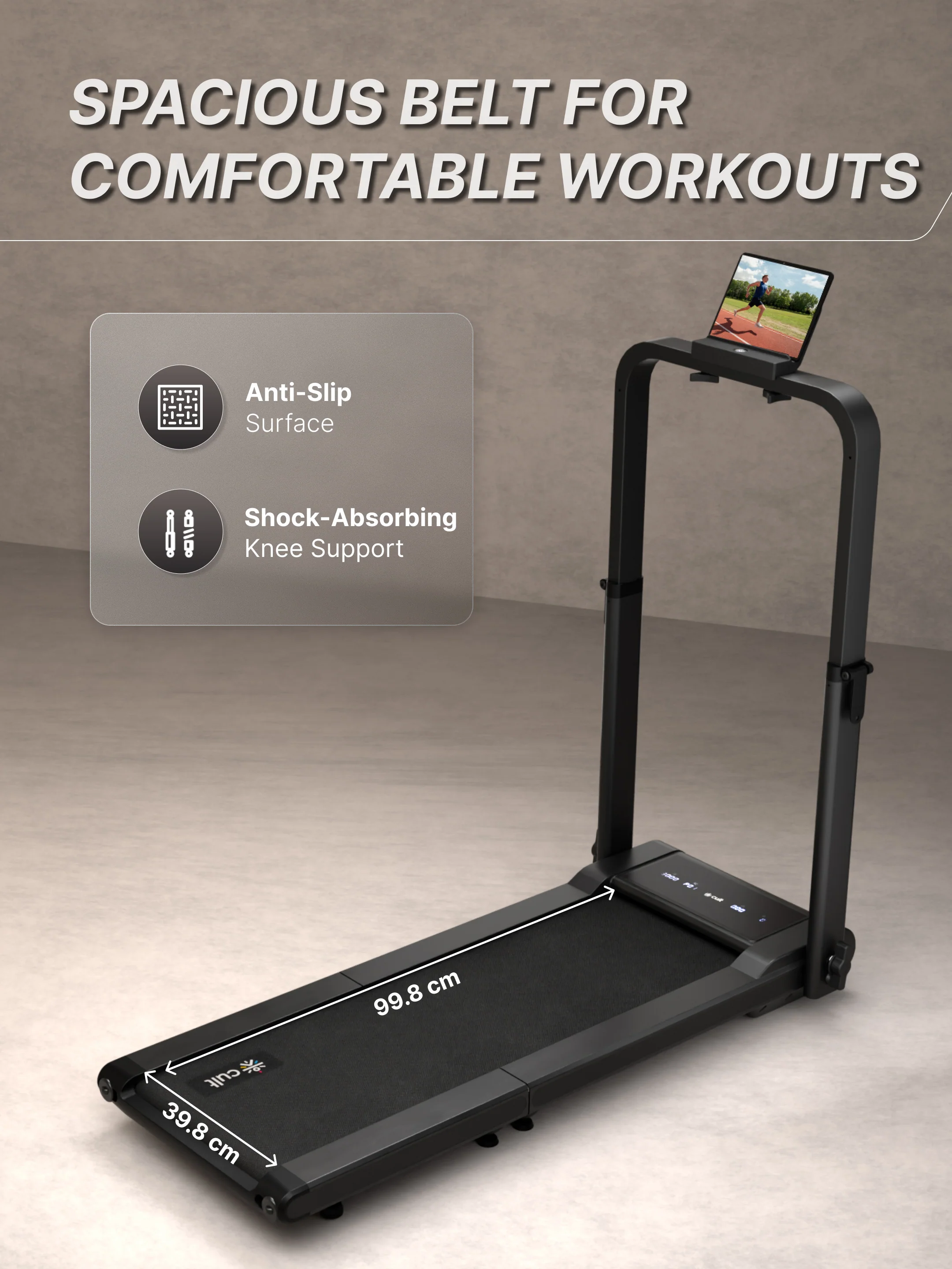 Cult Fold Plus Center-Folding Walking Pad with 5HP Motor with Easy Remote Control | Max User 130kg | Top Speed 6kmph | Running Deck 39.3 x 15.7 inches | Space Saving & Perfect for Home use Treadmill (with 6 Months Extended Warranty) - Image 7