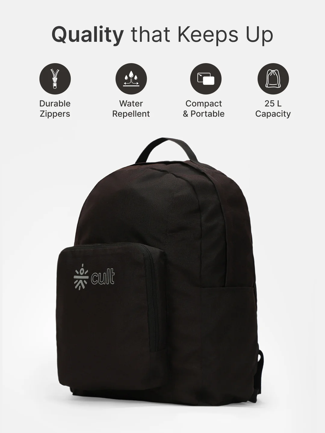 cult Foldable Backpack  25L Black - Image 3