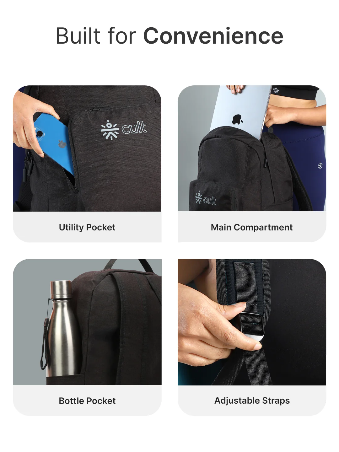 cult Foldable Backpack  25L Black - Image 4
