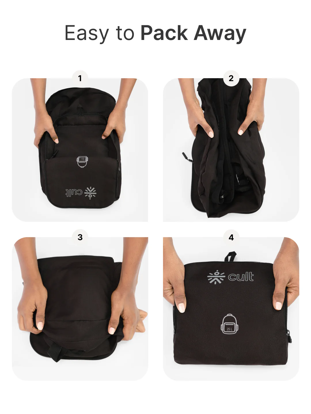 cult Foldable Backpack  25L Black - Image 6