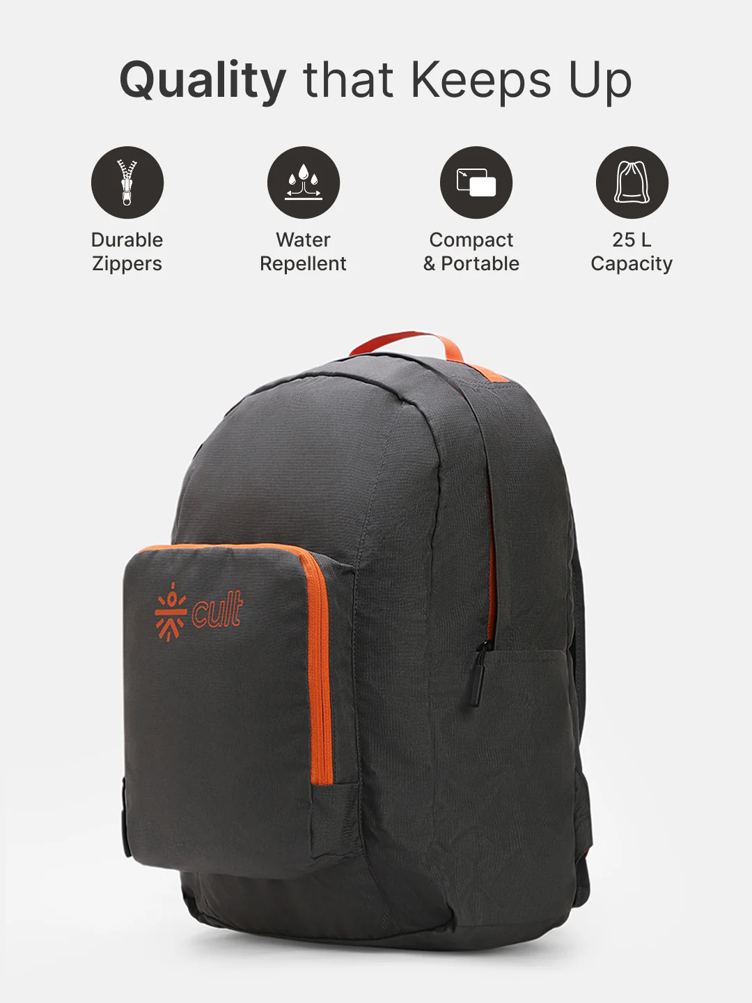 cult Foldable Backpack  25L Grey - Image 3