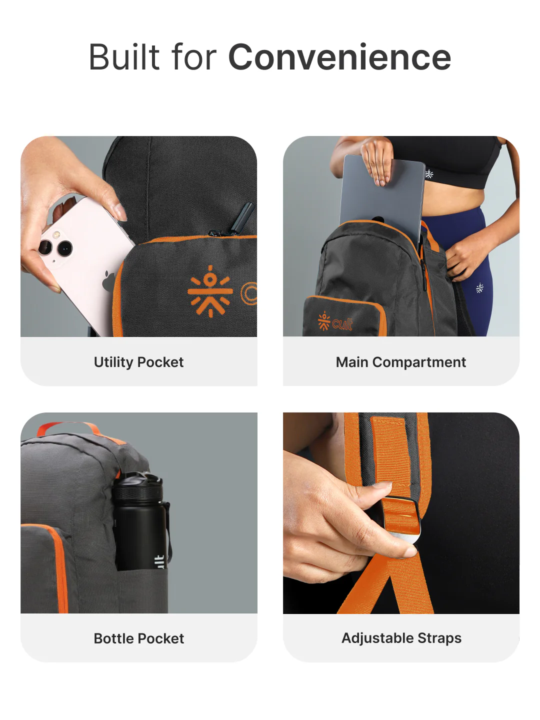 cult Foldable Backpack  25L Grey - Image 4