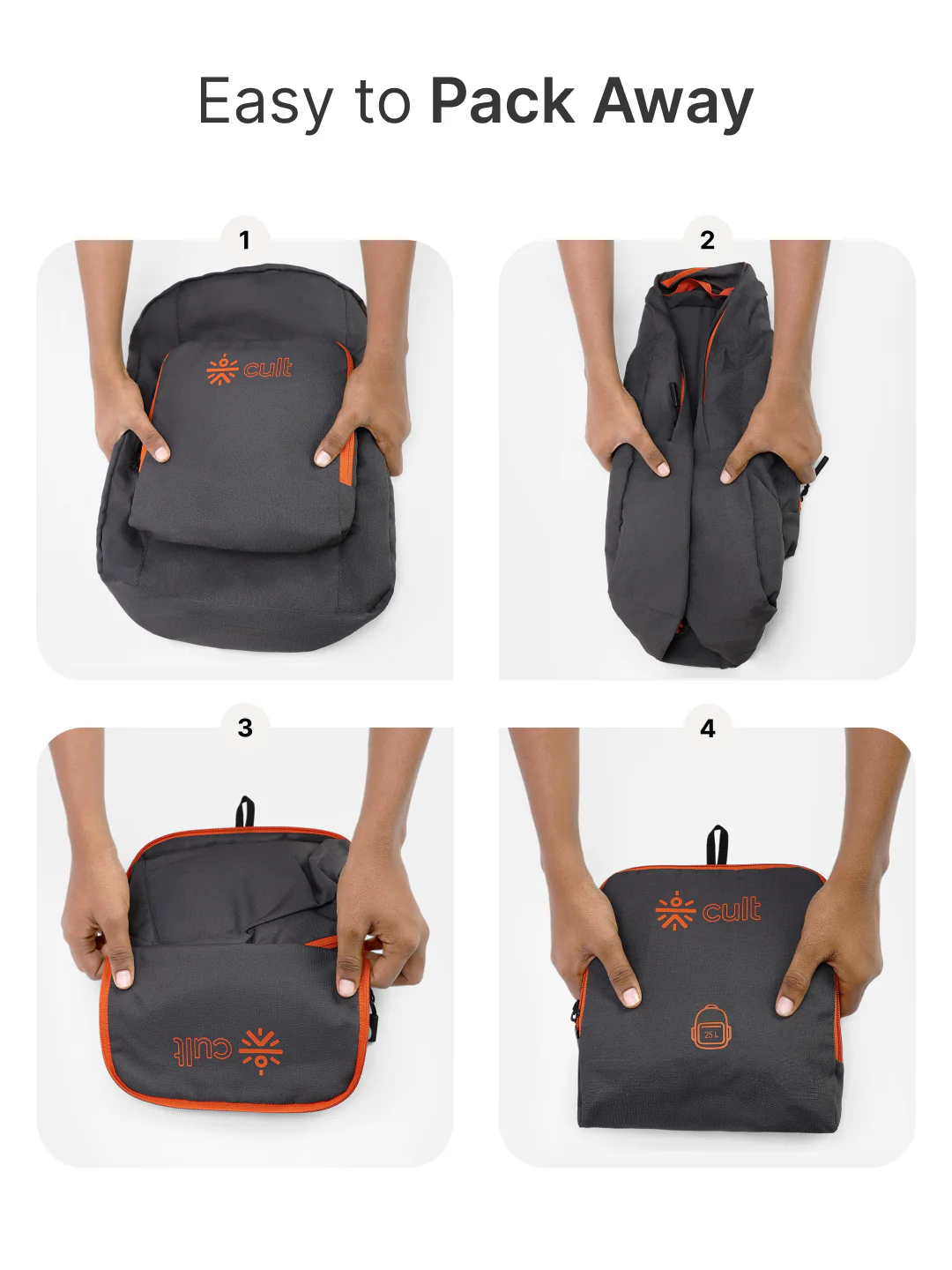 cult Foldable Backpack  25L Grey - Image 6