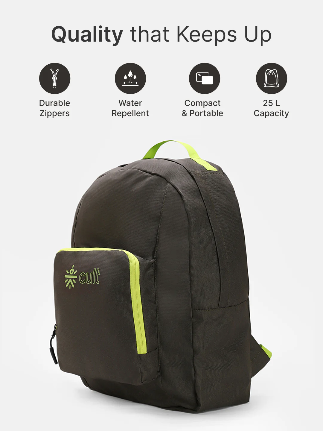 cult Foldable Backpack  25L Olive - Image 3