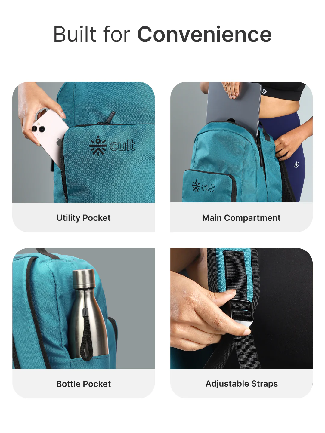 cult Foldable Backpack  25L Teal - Image 4