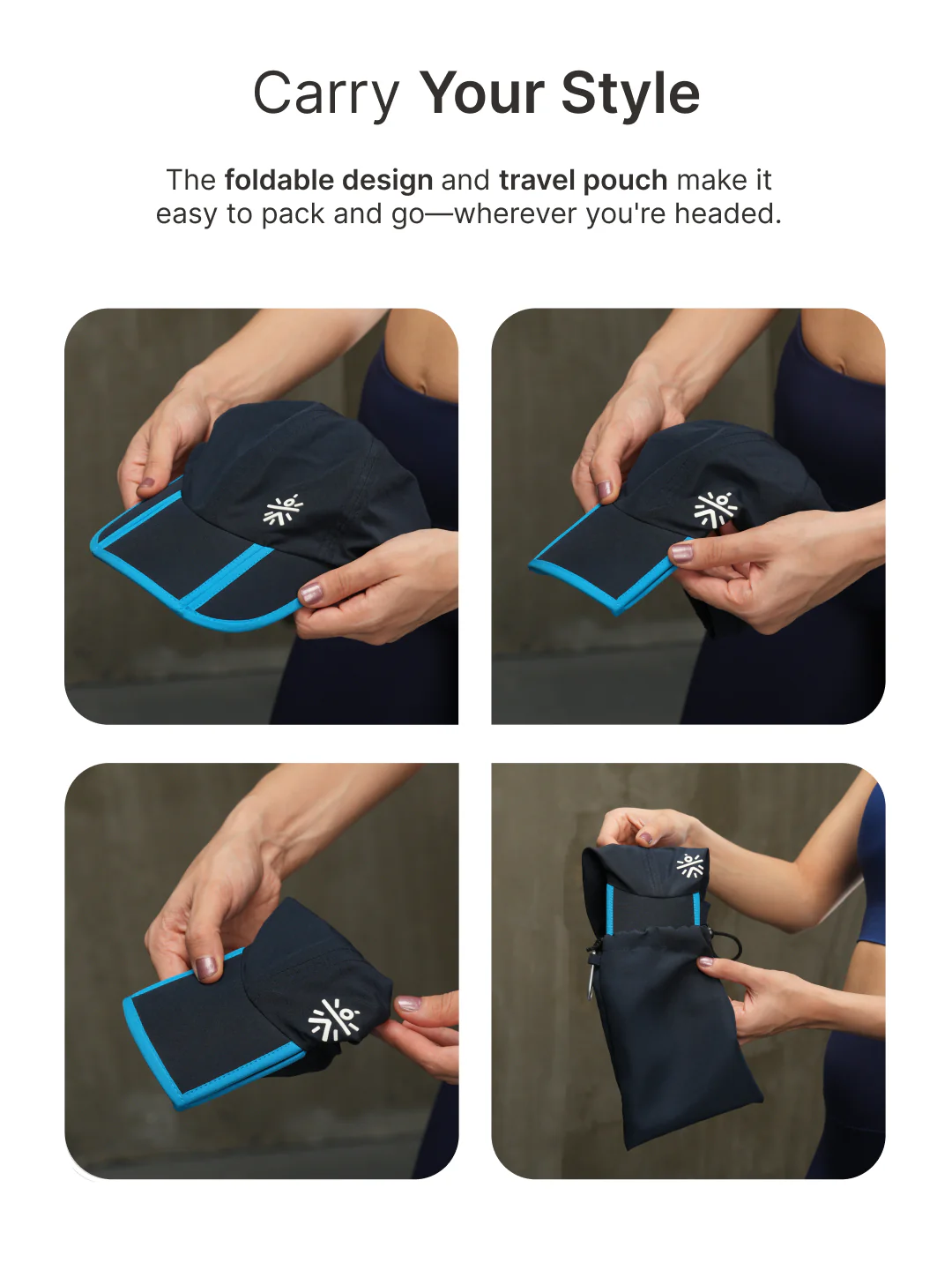 cult Foldable Cap Unisex with Adjustable Strap Blue - Image 5