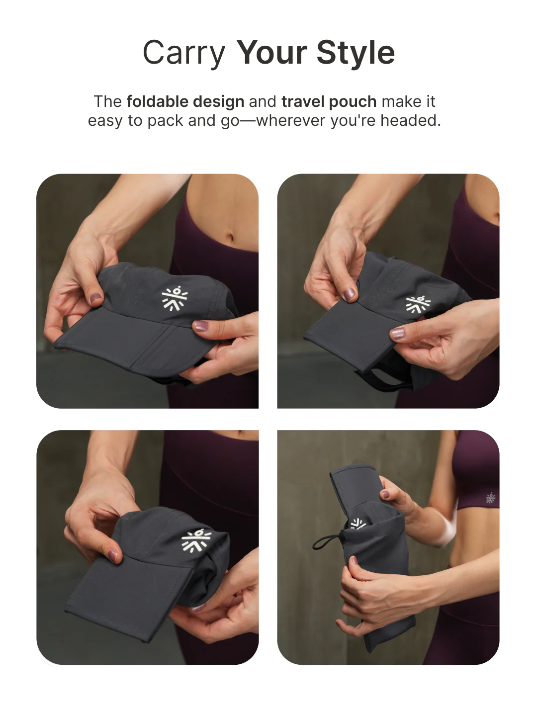 cult Foldable Cap Unisex with Adjustable Strap Grey - Image 5